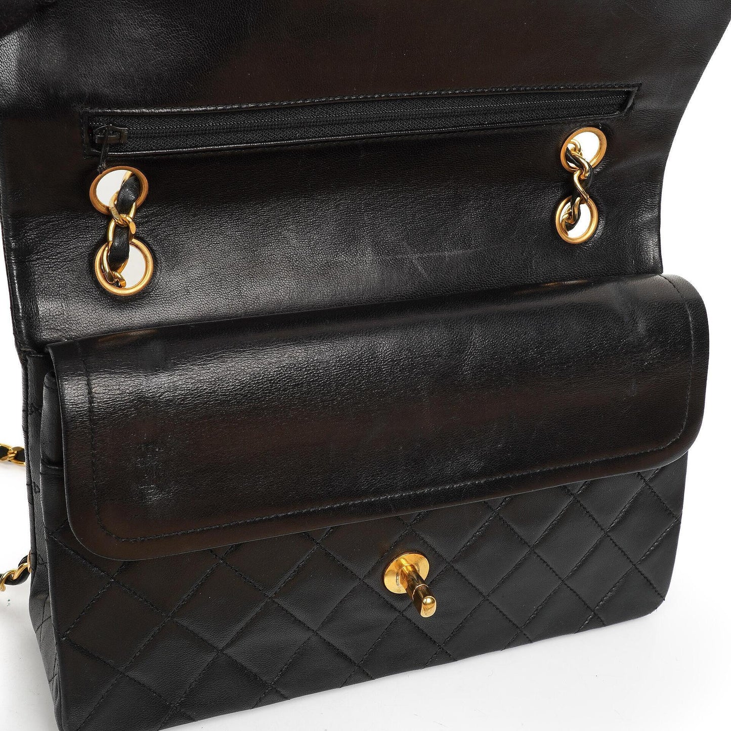 Chanel Medium Classic Black Quilted Lambskin Double Flap Bag With 24K Gold-Plated Hardware