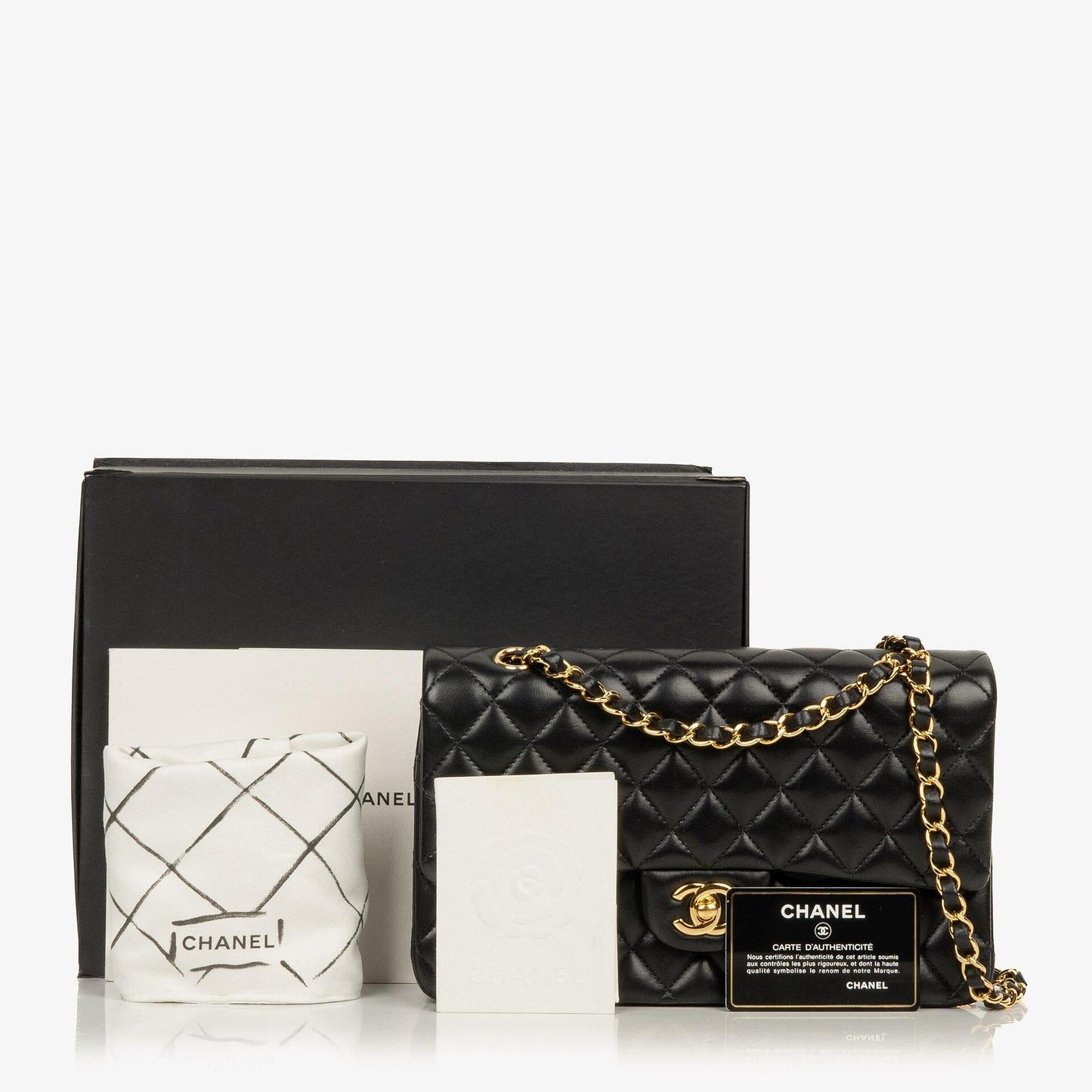 Chanel Medium Classic Black Quilted Lambskin Double Flap Bag With Gold-Tone Hardware