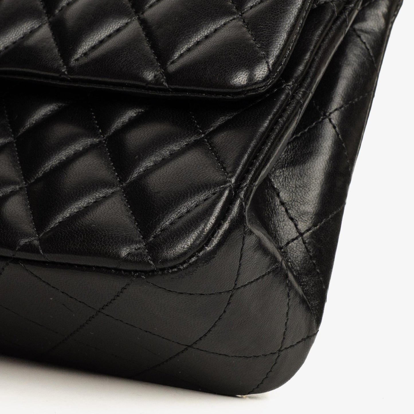 Chanel Medium Classic Black Quilted Lambskin Double Flap Bag With Gold-Tone Hardware