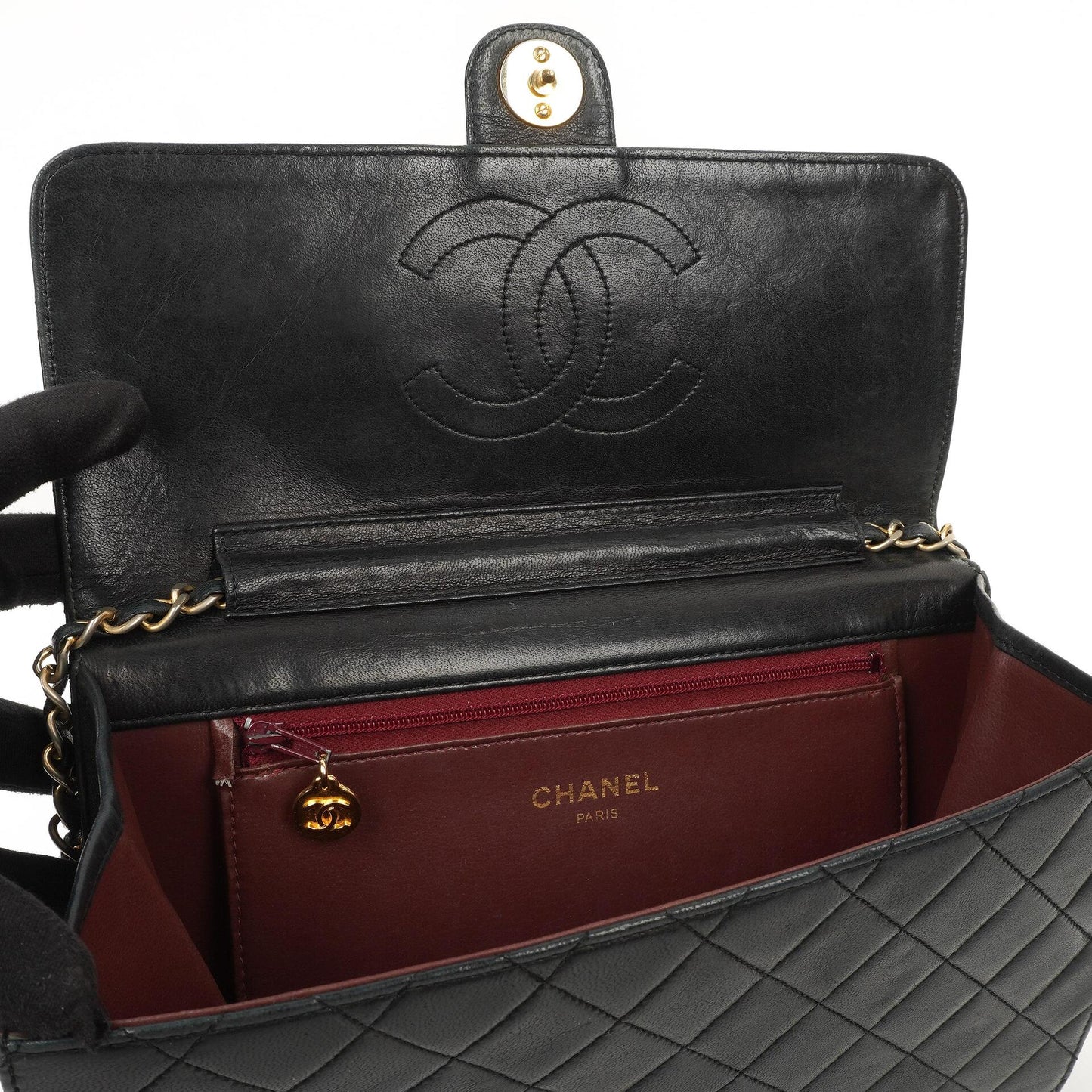 Chanel Medium Classic Black Quilted Lambskin Single Flap Bag With Gold-Tone Hardware