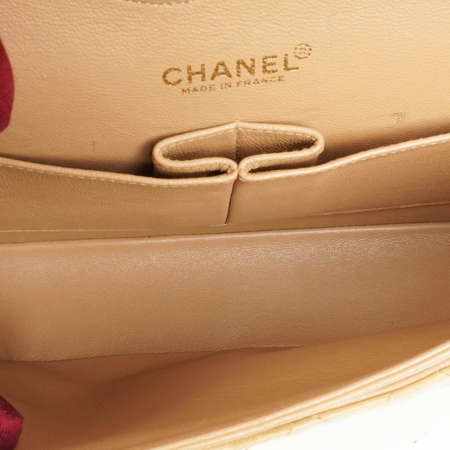 Chanel Medium Classic Double Flap Bag Beige Quilted Lambskin With 24K Gold-Plated Hardware