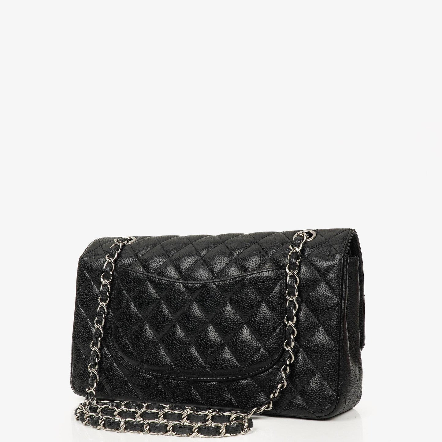 Chanel Medium Classic Double Flap Bag Black Quilted Caviar Leather With Silver-Tone Hardware, 2010-2011