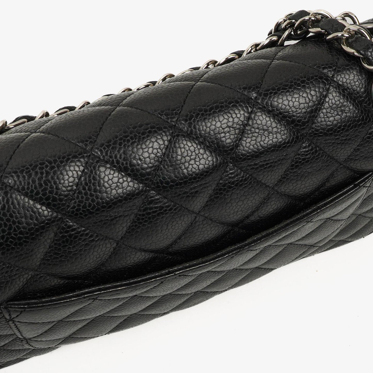 Chanel Medium Classic Double Flap Bag Black Quilted Caviar Leather With Silver-Tone Hardware, 2010-2011