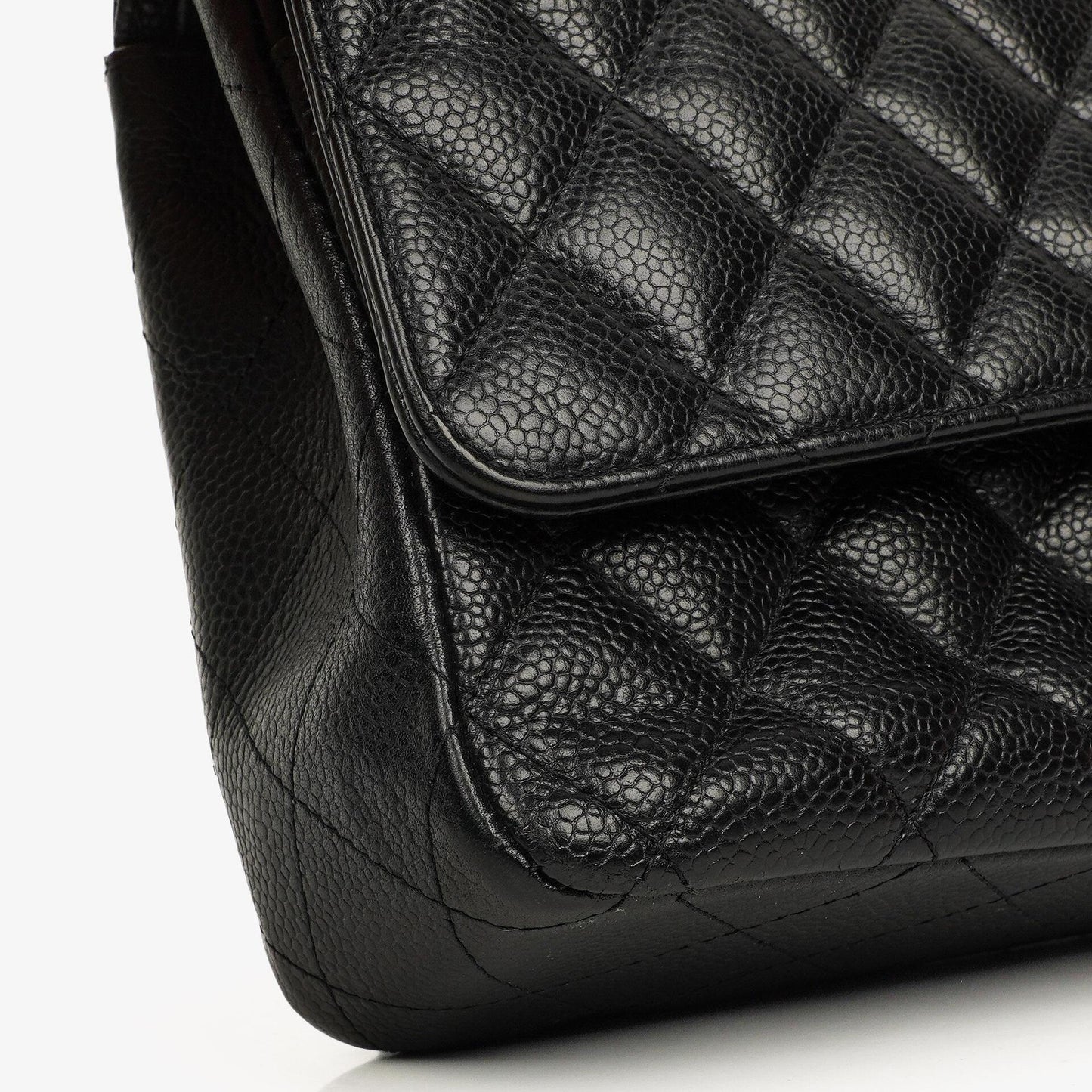 Chanel Medium Classic Double Flap Bag Black Quilted Caviar Leather With Silver-Tone Hardware, 2010-2011