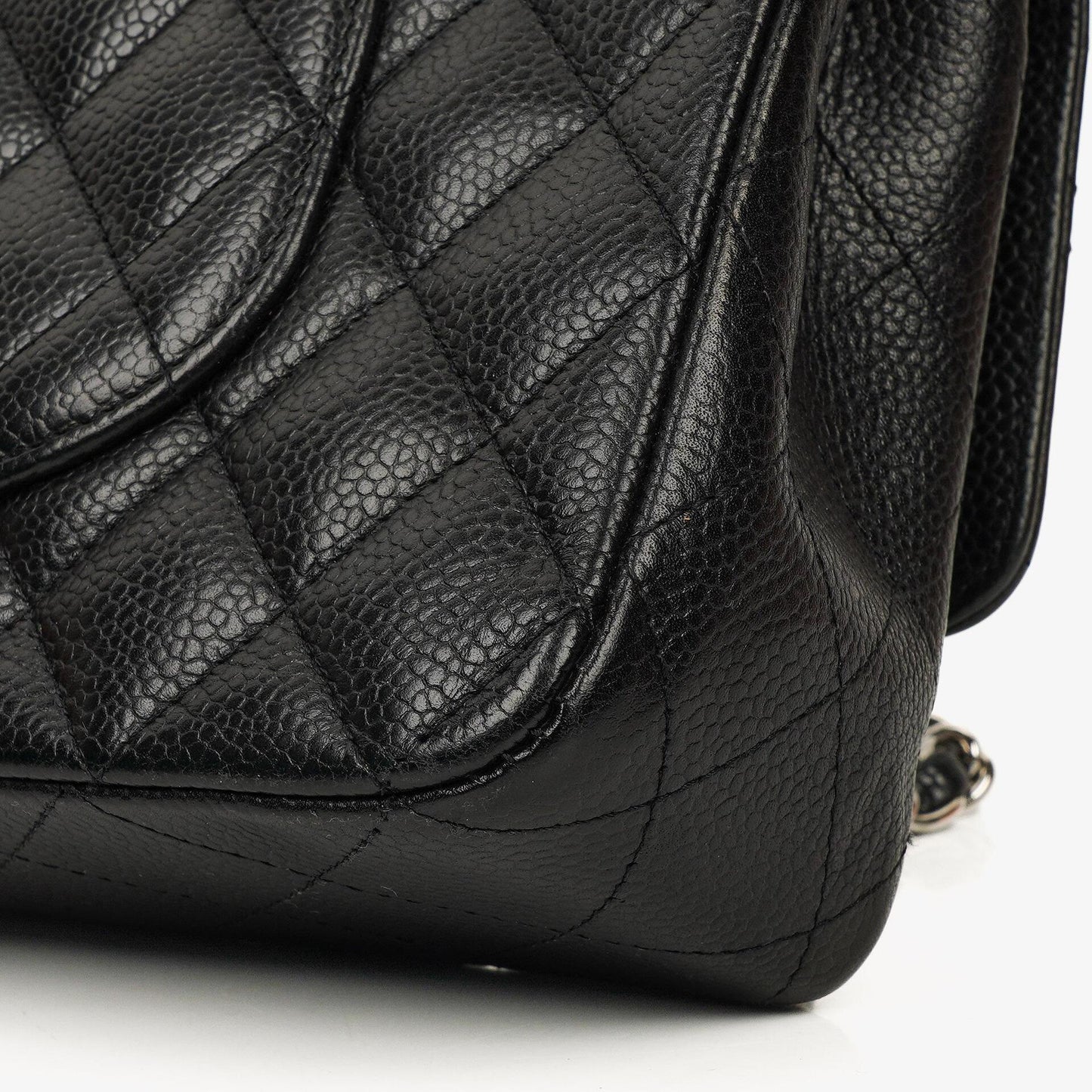 Chanel Medium Classic Double Flap Bag Black Quilted Caviar Leather With Silver-Tone Hardware, 2010-2011