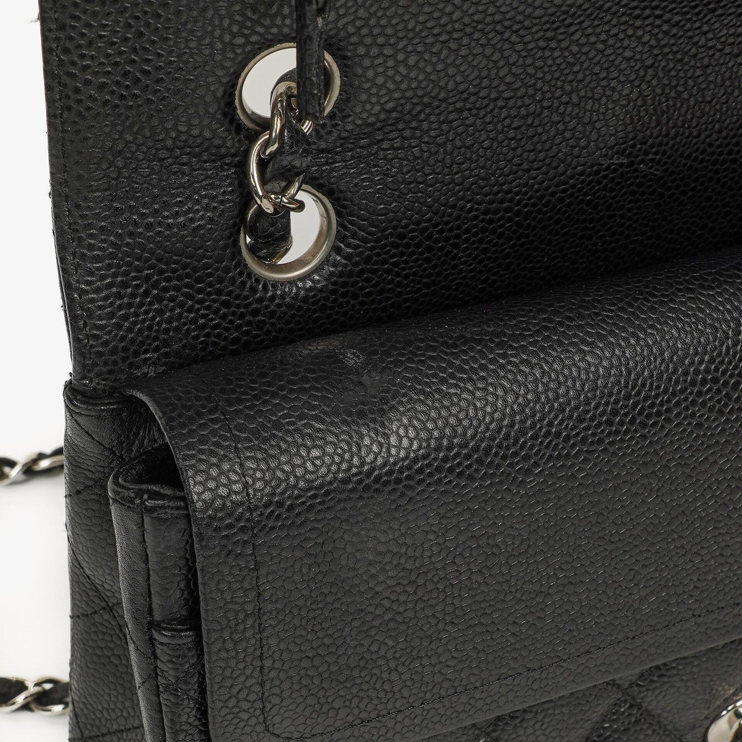 Chanel Medium Classic Double Flap Bag Black Quilted Caviar Leather With Silver-Tone Hardware, 2010-2011