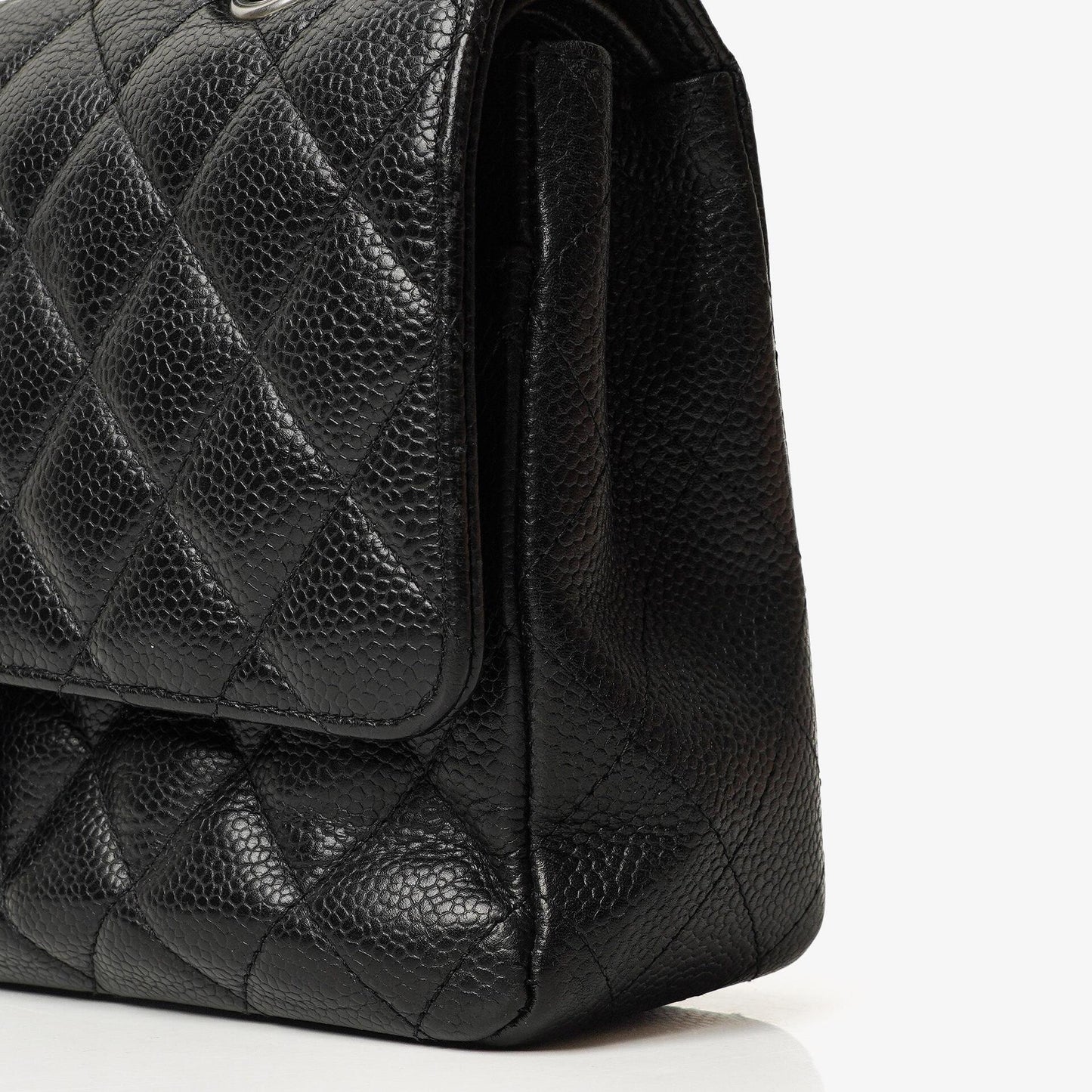 Chanel Medium Classic Double Flap Bag Black Quilted Caviar Leather With Silver-Tone Hardware, 2010-2011