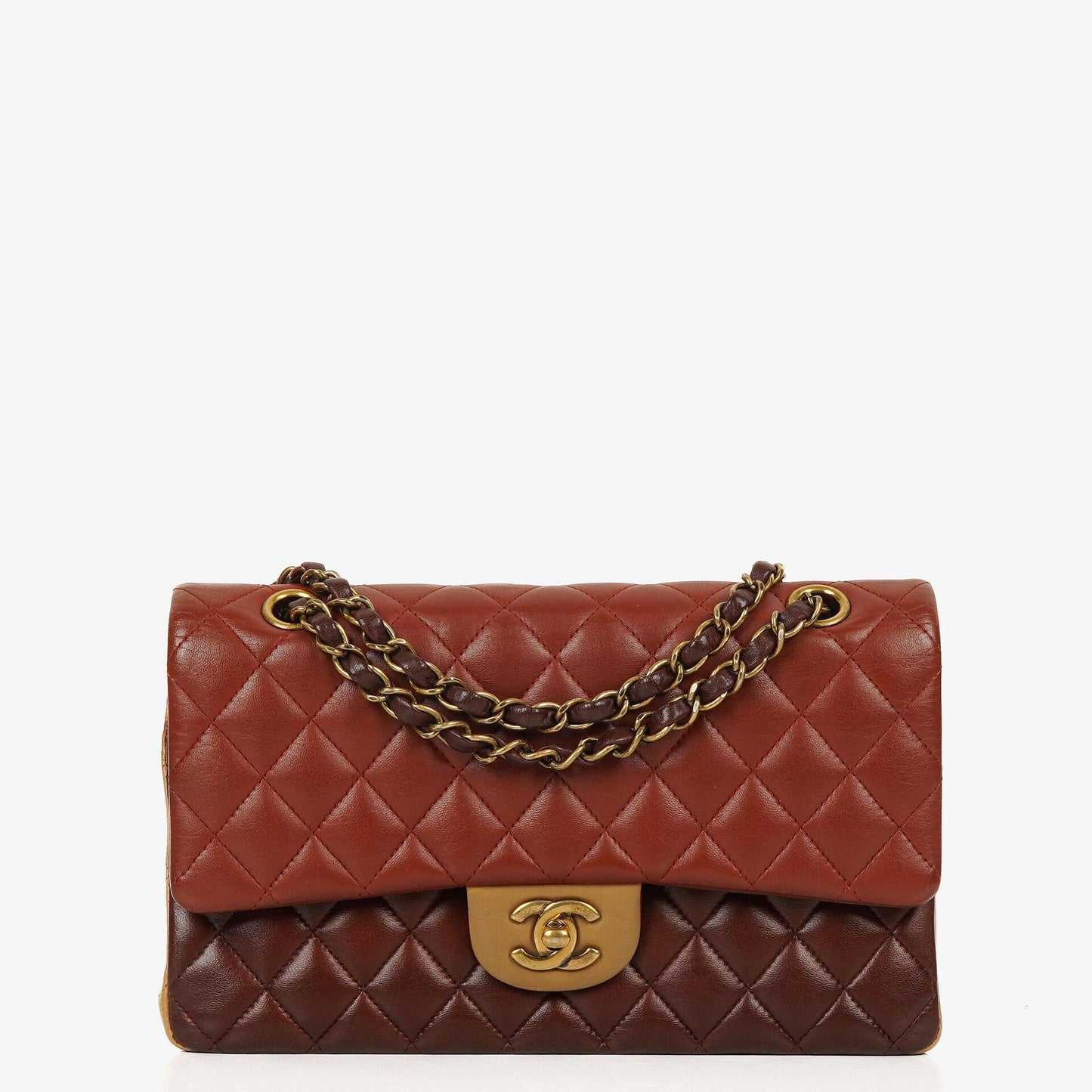 Chanel Medium Classic Double Flap Bag Brown Multicolor Quilted Lambskin With Aged Gold-Tone Hardware