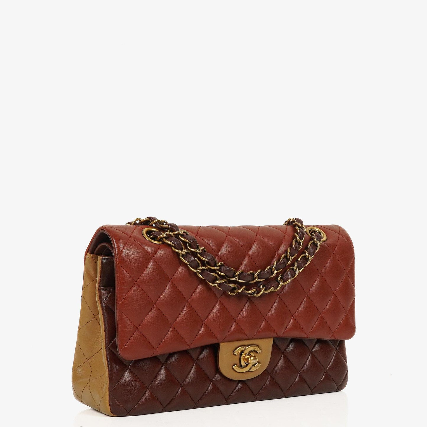 Chanel Medium Classic Double Flap Bag Brown Multicolor Quilted Lambskin With Aged Gold-Tone Hardware