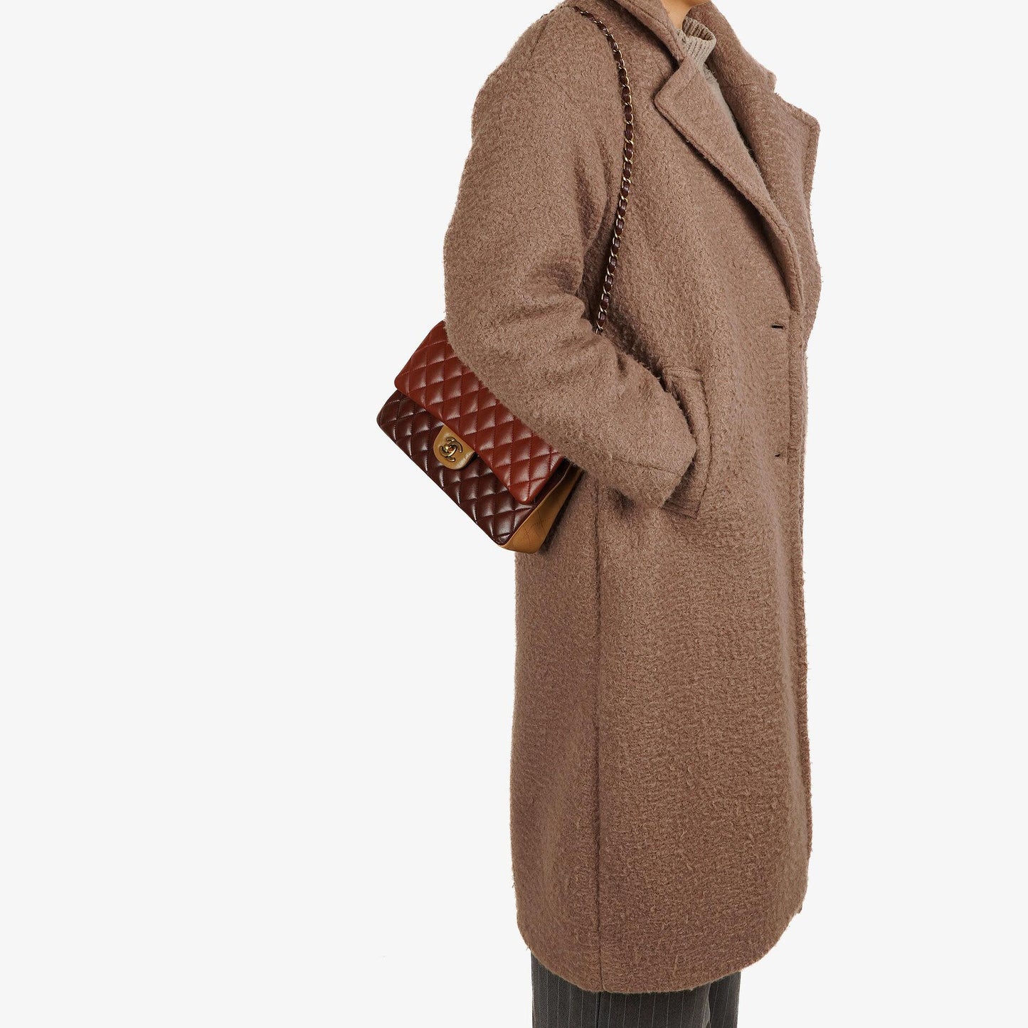 Chanel Medium Classic Double Flap Bag Brown Multicolor Quilted Lambskin With Aged Gold-Tone Hardware