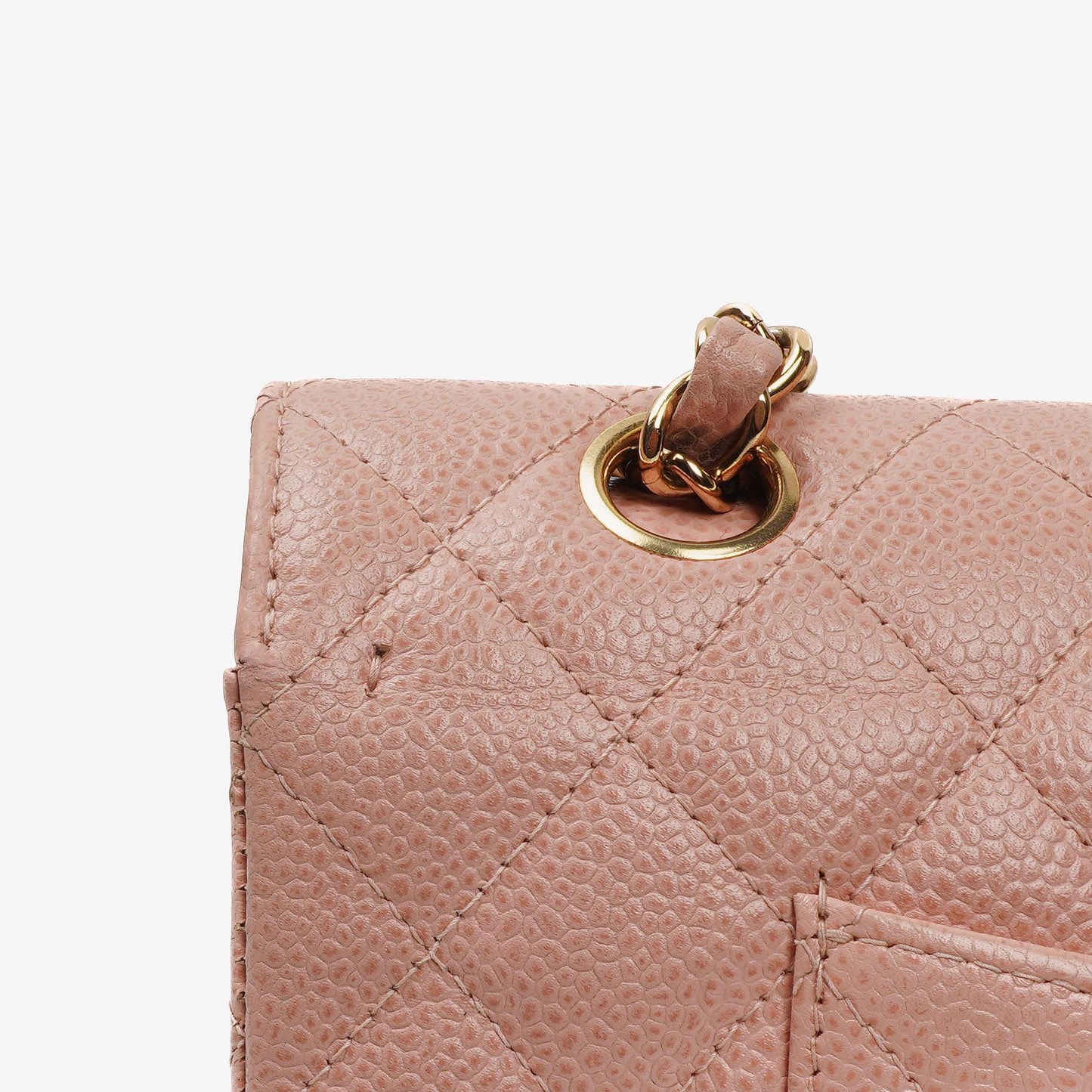 Chanel Medium Classic Double Flap Bag Pink Quilted Caviar Leather With 24K Gold-Plated Hardware