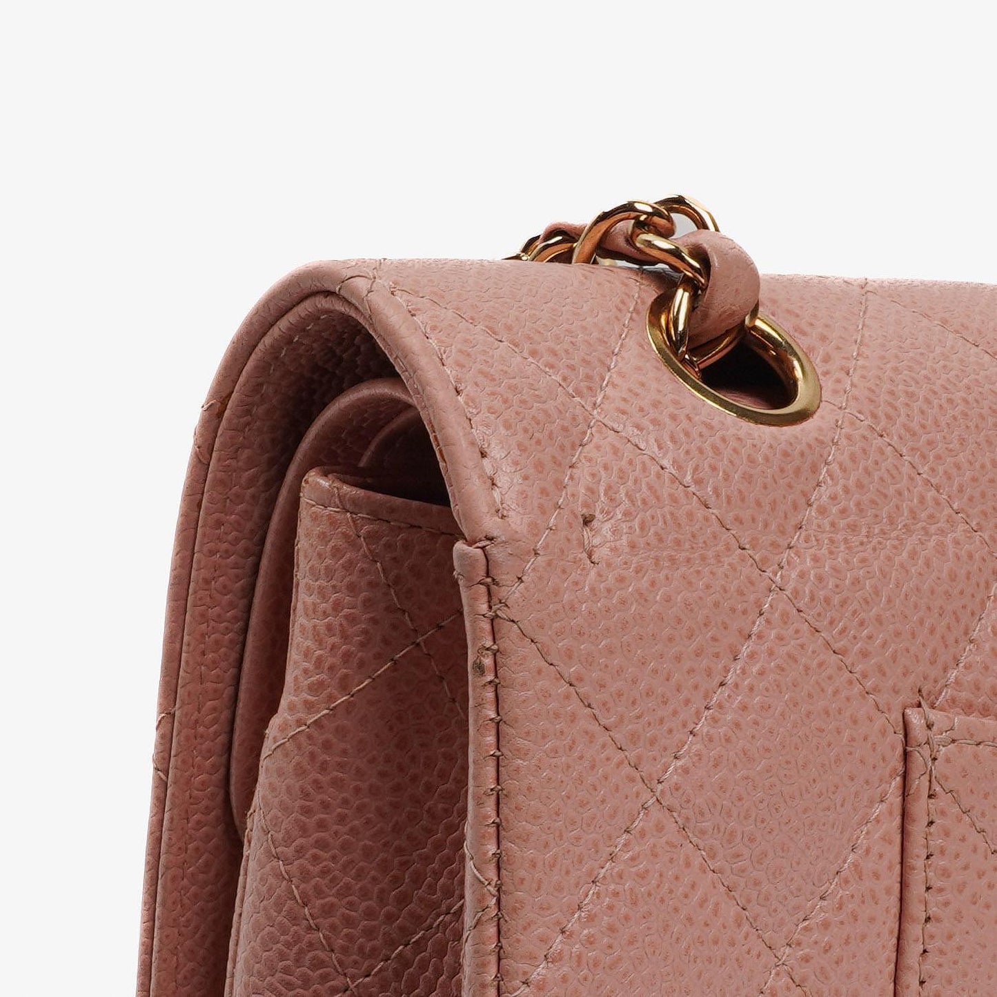 Chanel Medium Classic Double Flap Bag Pink Quilted Caviar Leather With 24K Gold-Plated Hardware