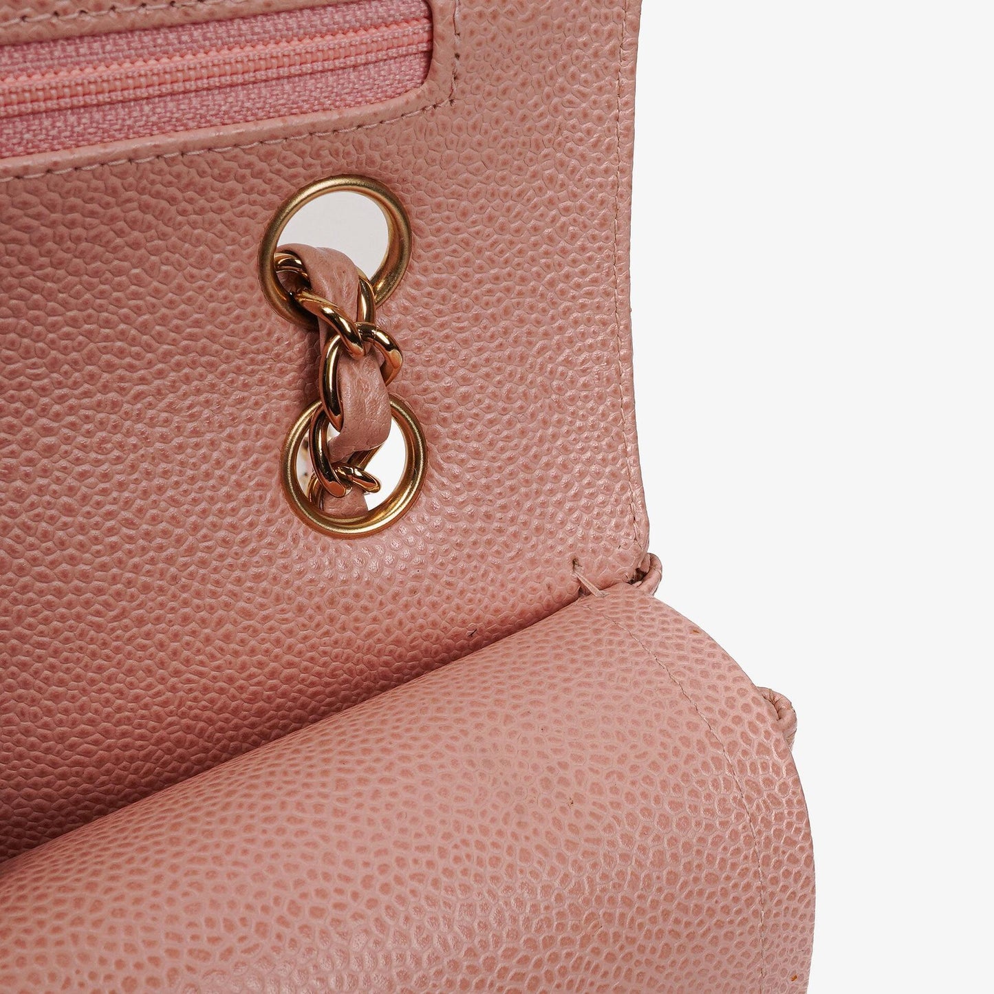 Chanel Medium Classic Double Flap Bag Pink Quilted Caviar Leather With 24K Gold-Plated Hardware