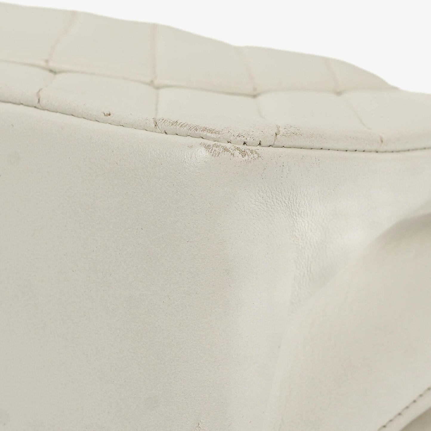 Chanel Medium Classic Double Flap Bag White Chevron Quilted Lambskin 24K Gold-Plated Hardware
