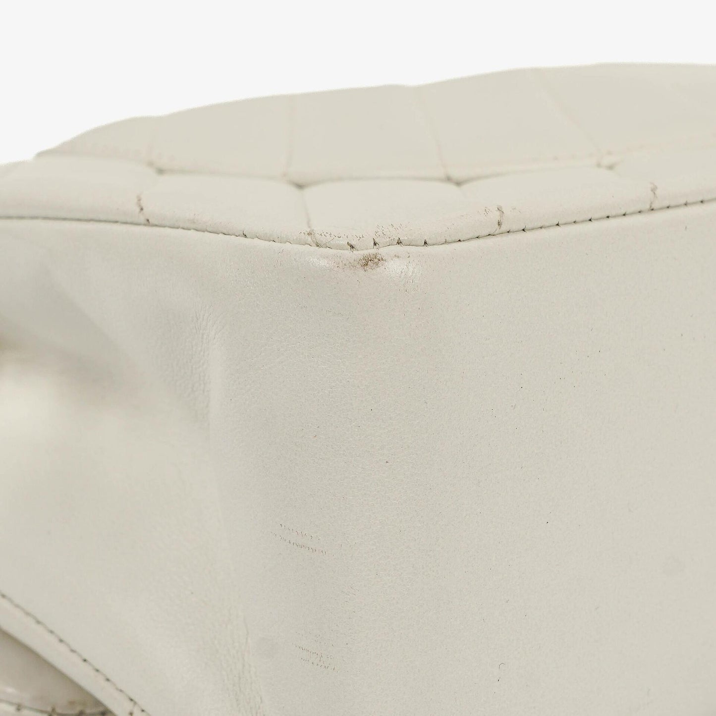 Chanel Medium Classic Double Flap Bag White Chevron Quilted Lambskin 24K Gold-Plated Hardware