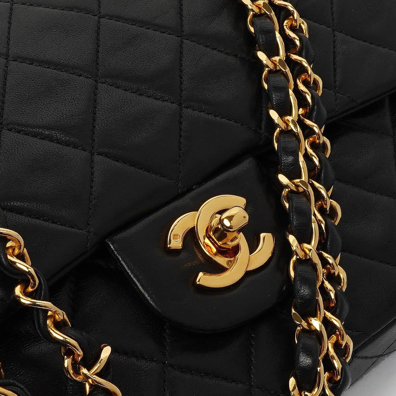 Chanel Medium Classic Lambskin Double Flap Bag With 24K Gold-Plated Hardware