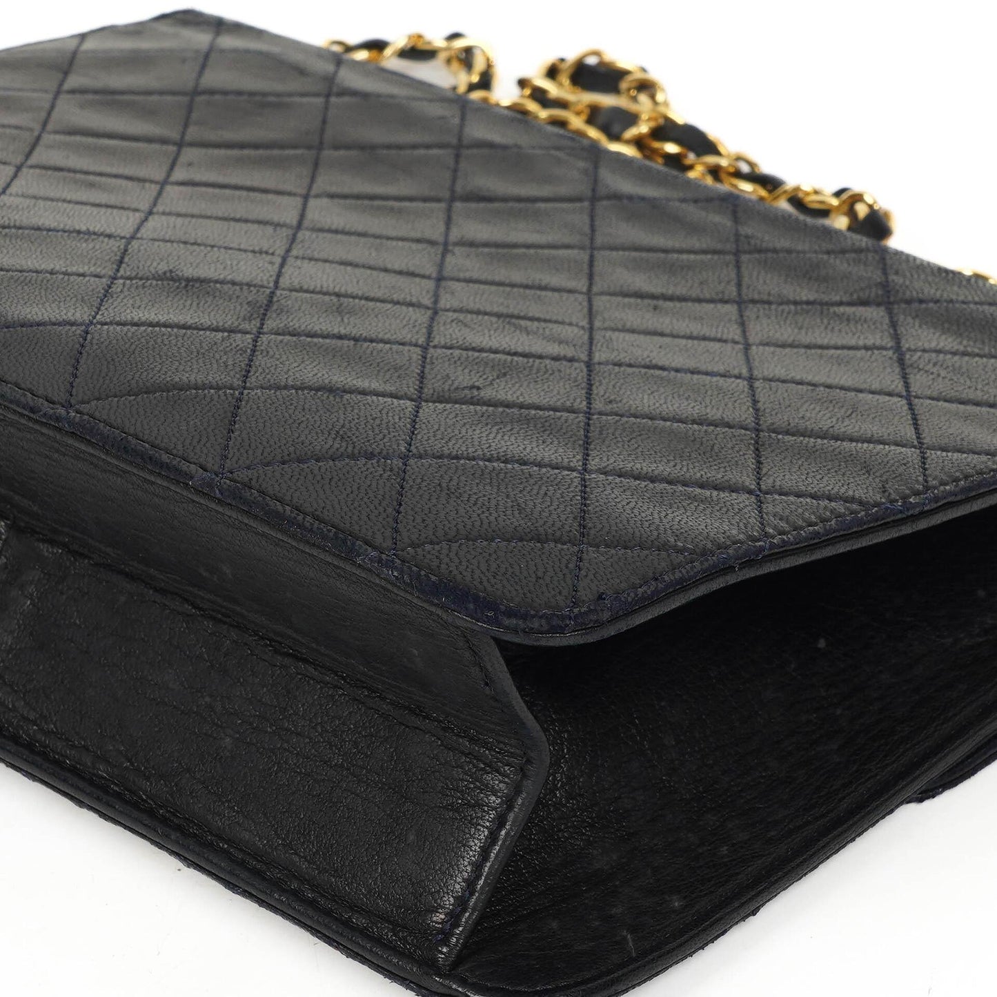 Chanel Medium Classic Navy Quilted Lambskin Single Flap Bag With 24K Gold-Plated Hardware