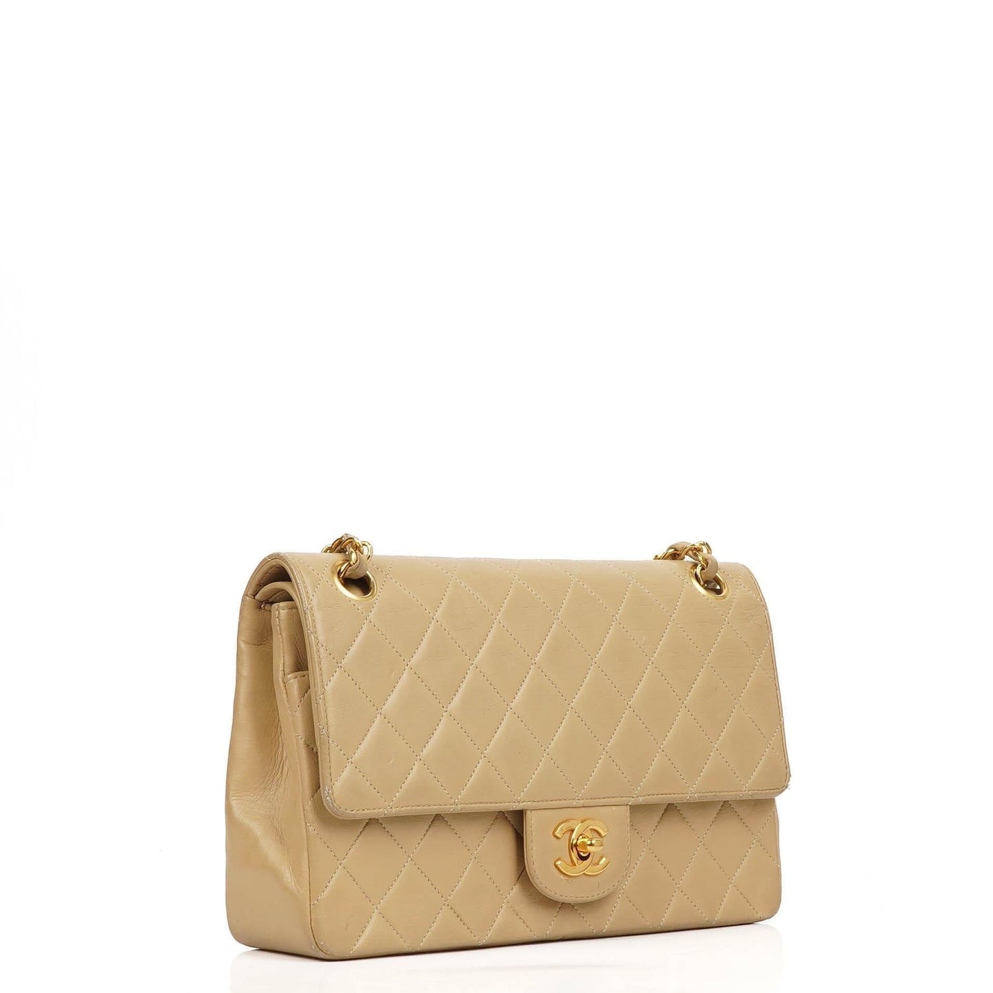 Chanel Medium Classic Quilted Lambskin Double Flap Bag With 24K Gold-Plated Hardware