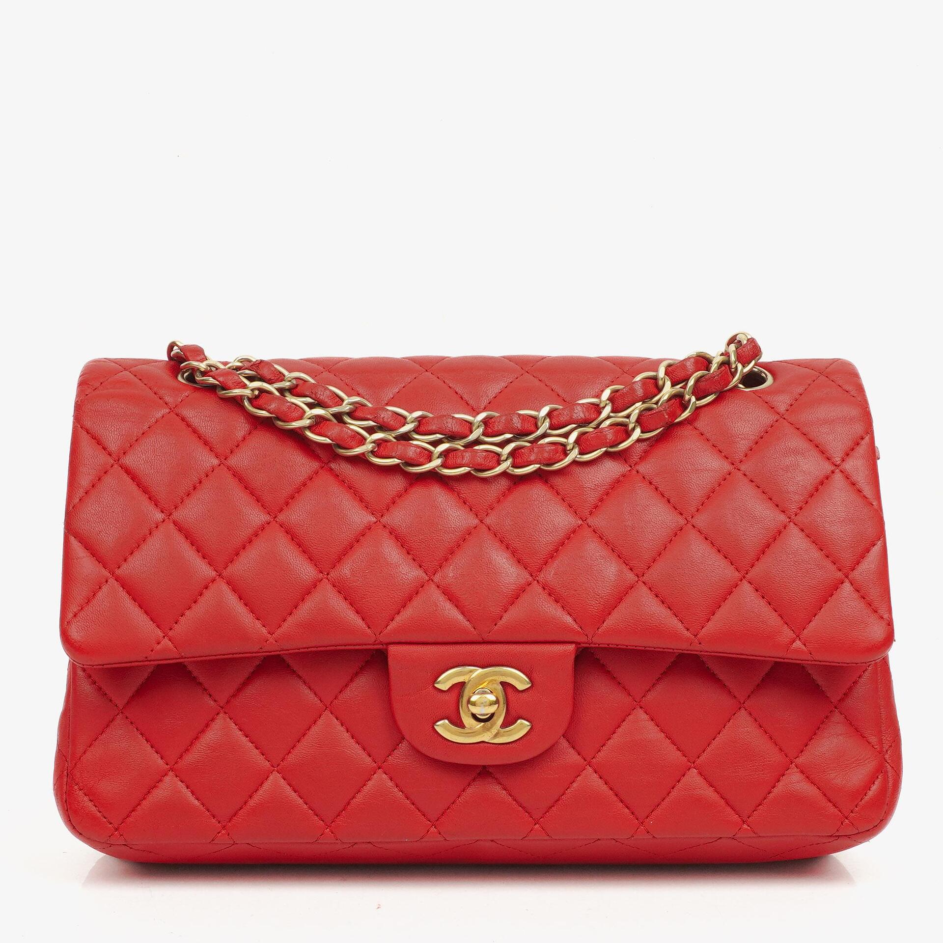 Chanel Medium Classic Red Quilted Leather Double Flap Bag With Gold-Tone Hardware