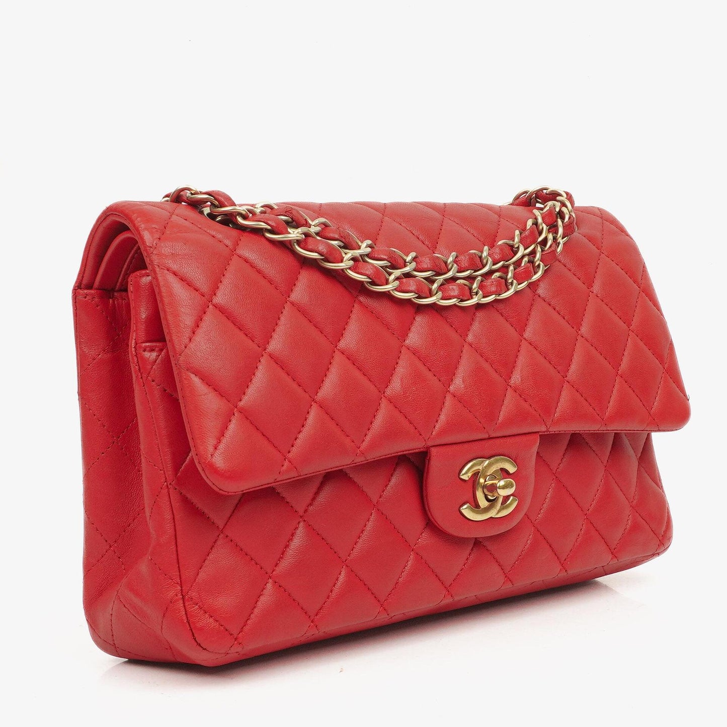 Chanel Medium Classic Red Quilted Leather Double Flap Bag With Gold-Tone Hardware