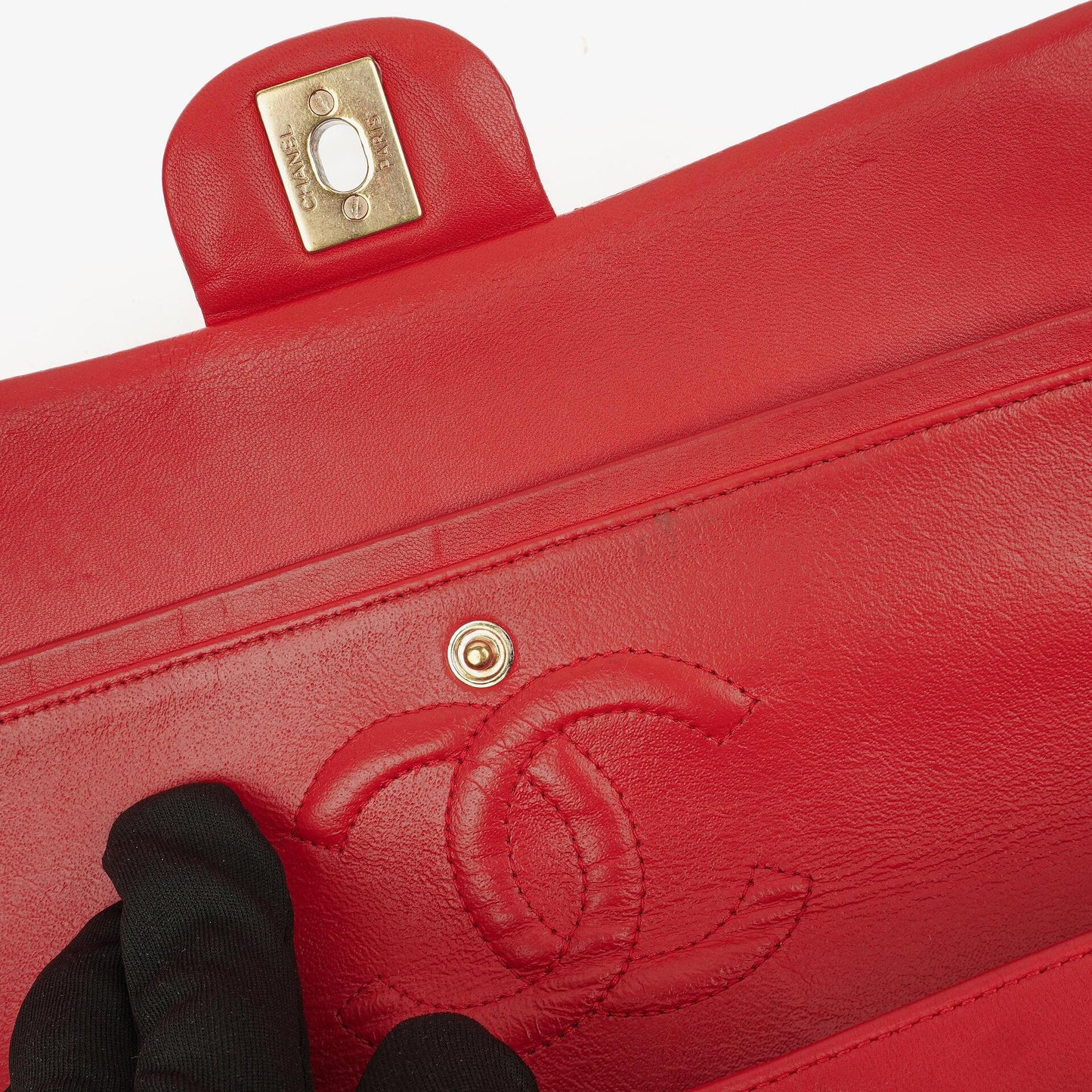 Chanel Medium Classic Red Quilted Leather Double Flap Bag With Gold-Tone Hardware