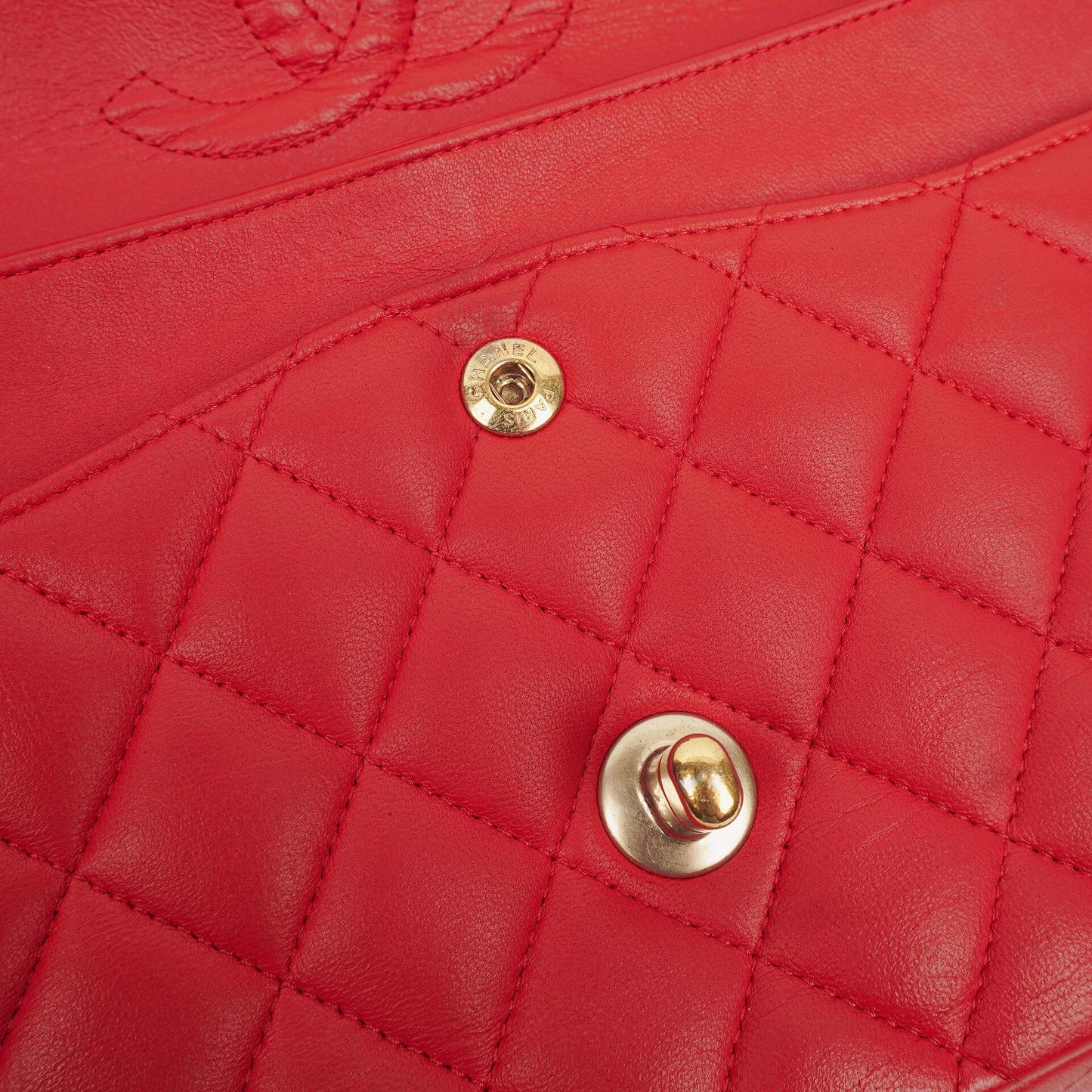 Chanel Medium Classic Red Quilted Leather Double Flap Bag With Gold-Tone Hardware
