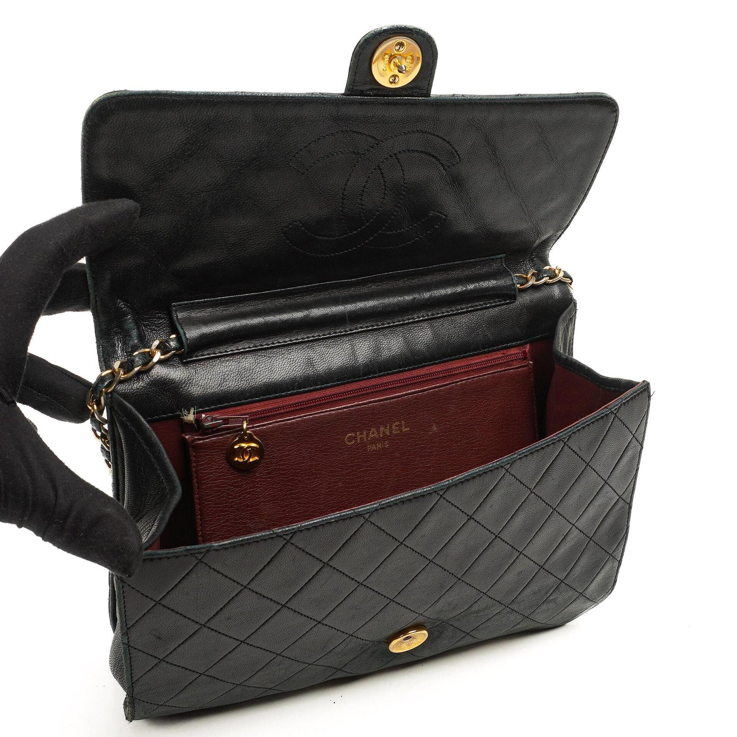 Chanel Medium Classic Single Flap Bag Black Quilted Lambskin 24K Gold-Plated Hardware