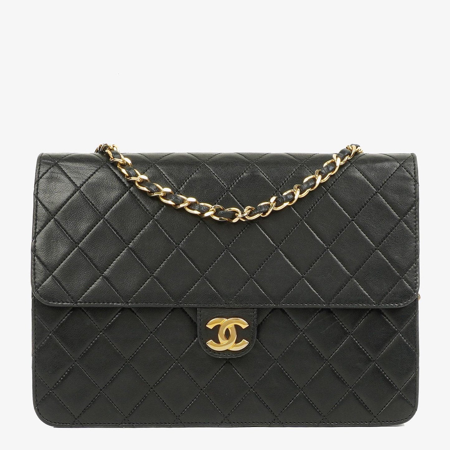 Chanel Medium Classic Single Flap Bag Black Quilted Lambskin With Gold-Toned Hardware