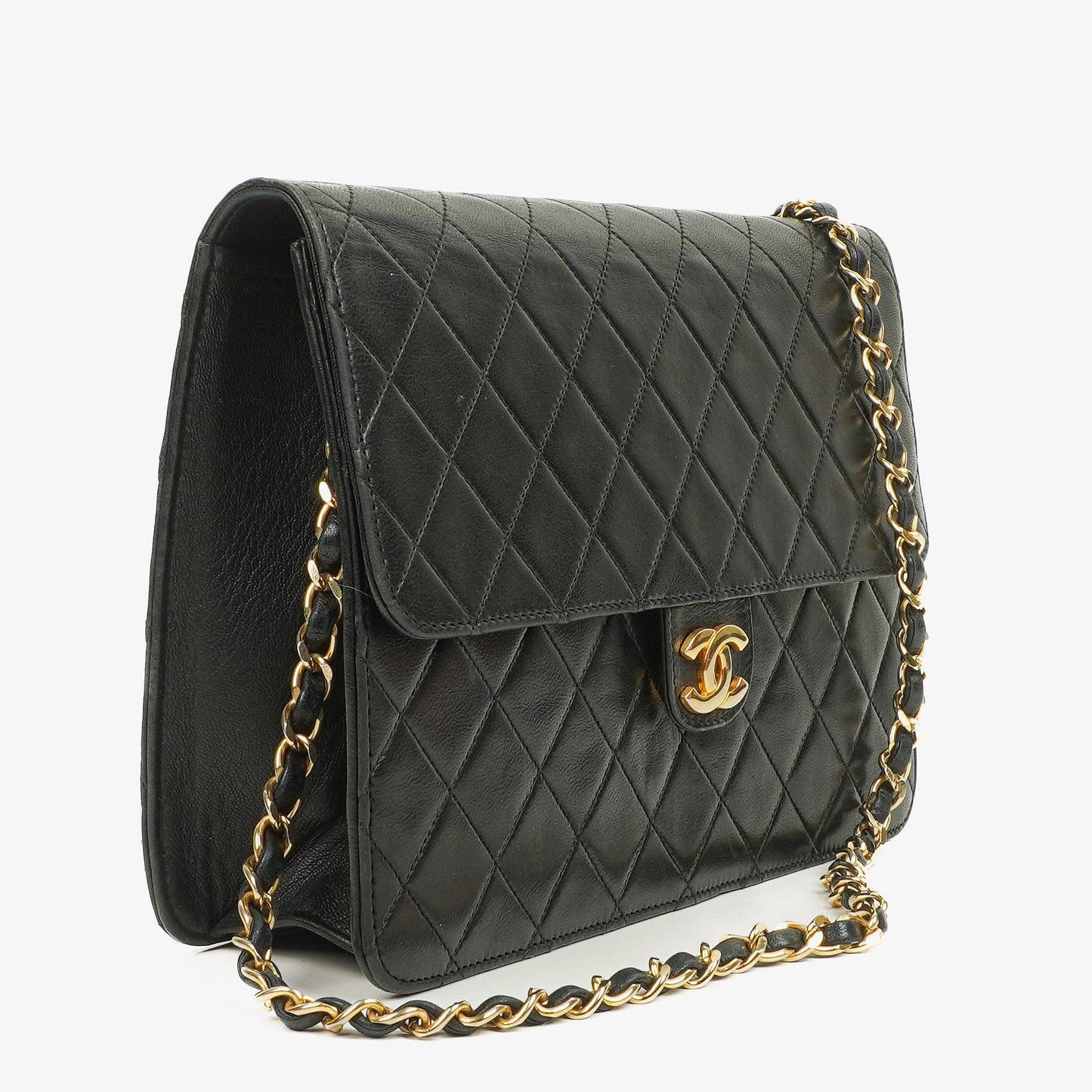 Chanel Medium Classic Single Flap Bag Black Quilted Lambskin With Gold-Toned Hardware