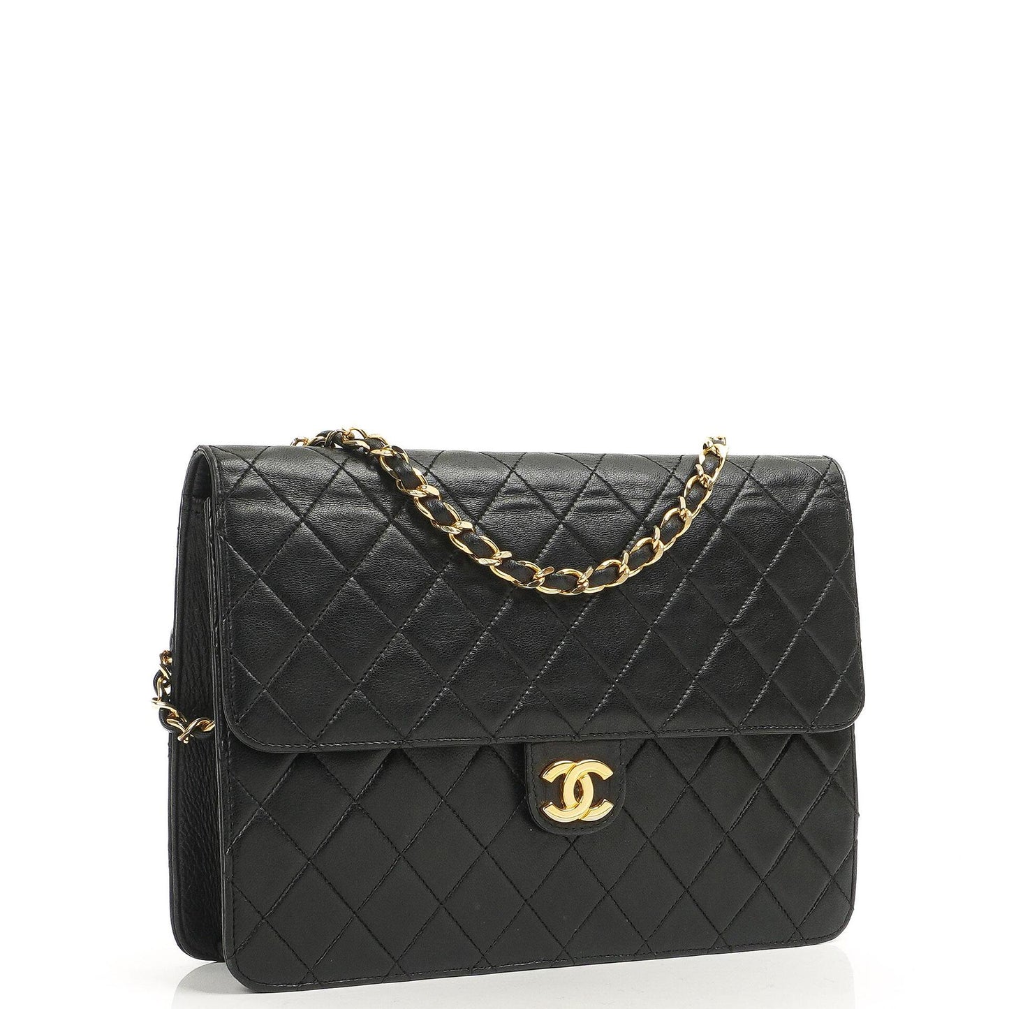 Chanel Medium Classic Single Flap Bag Dark Navy Quilted Lambskin Gold-Tone Hardware