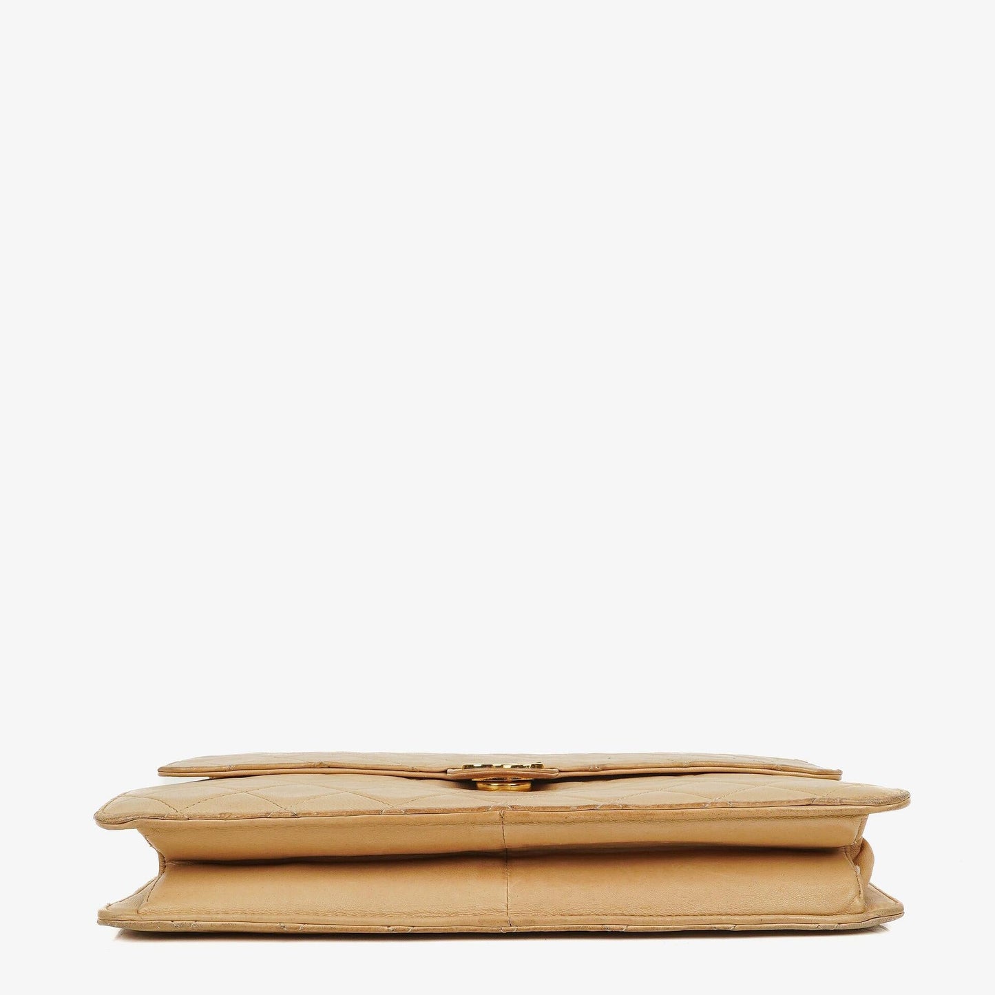 Chanel Medium Classic Single Flap Bag In Beige Quilted Lambskin With 24K Gold-Plated Hardware