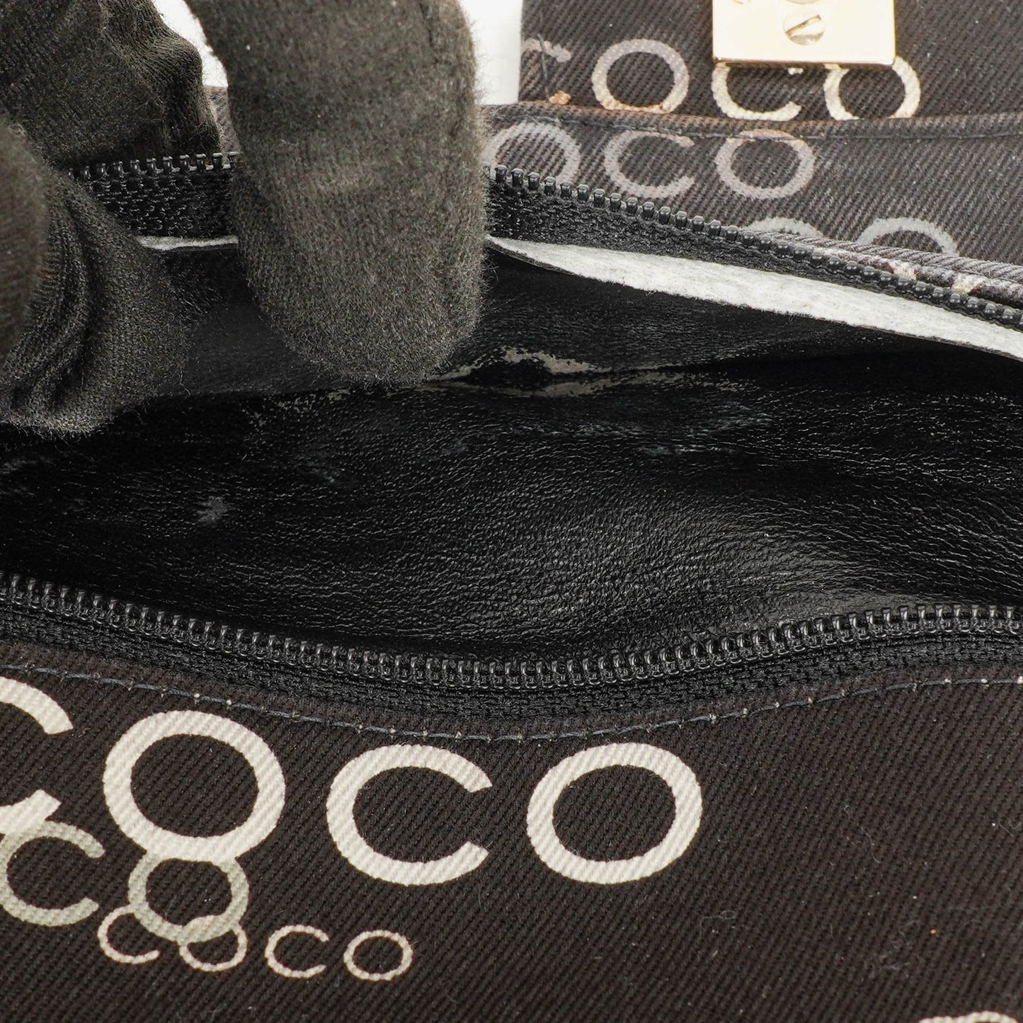 Chanel Medium Coco Black White Printed Quilted Canvas Double Flap Bag