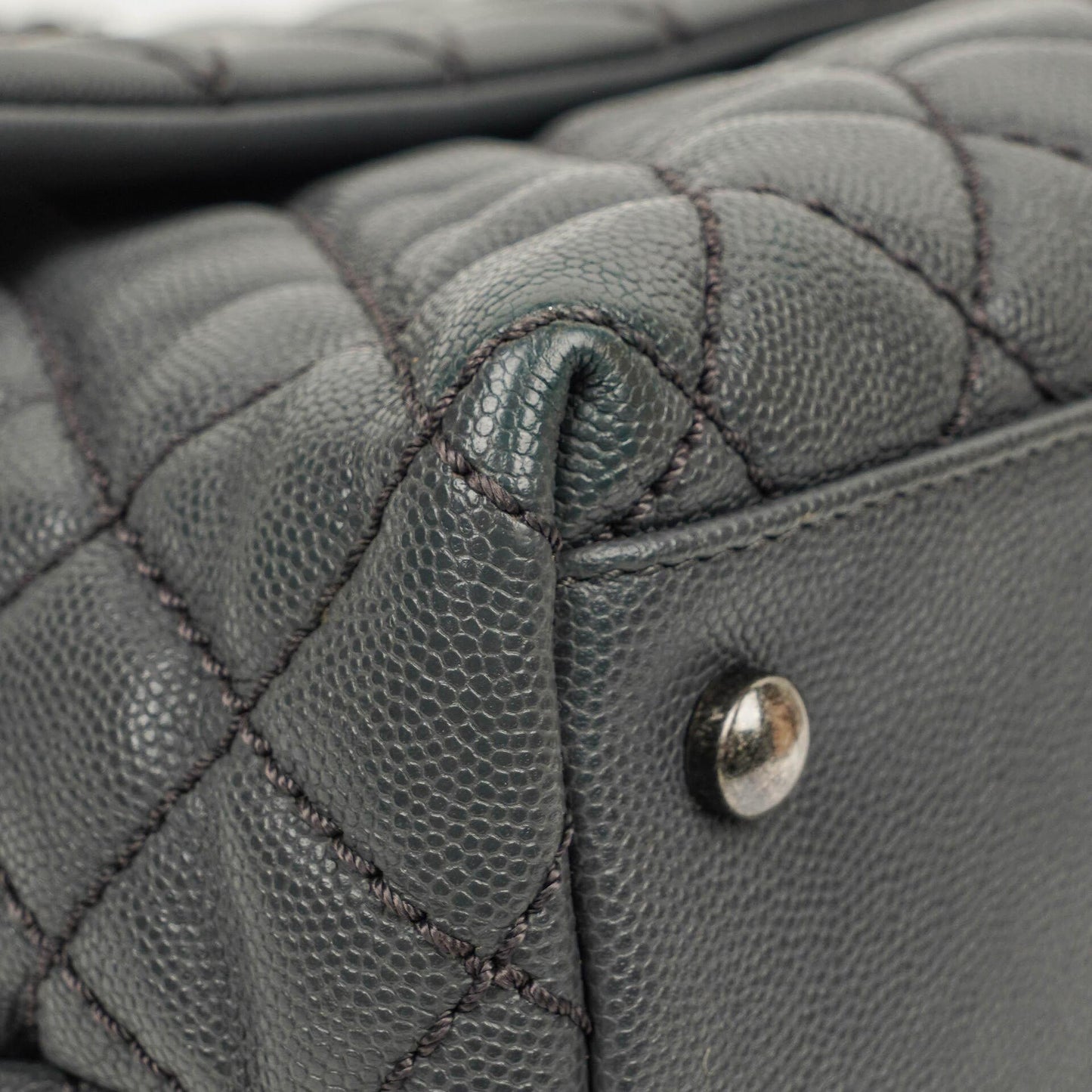 Chanel Medium Coco Handle Grey Quilted Caviar Leather Handle Bag