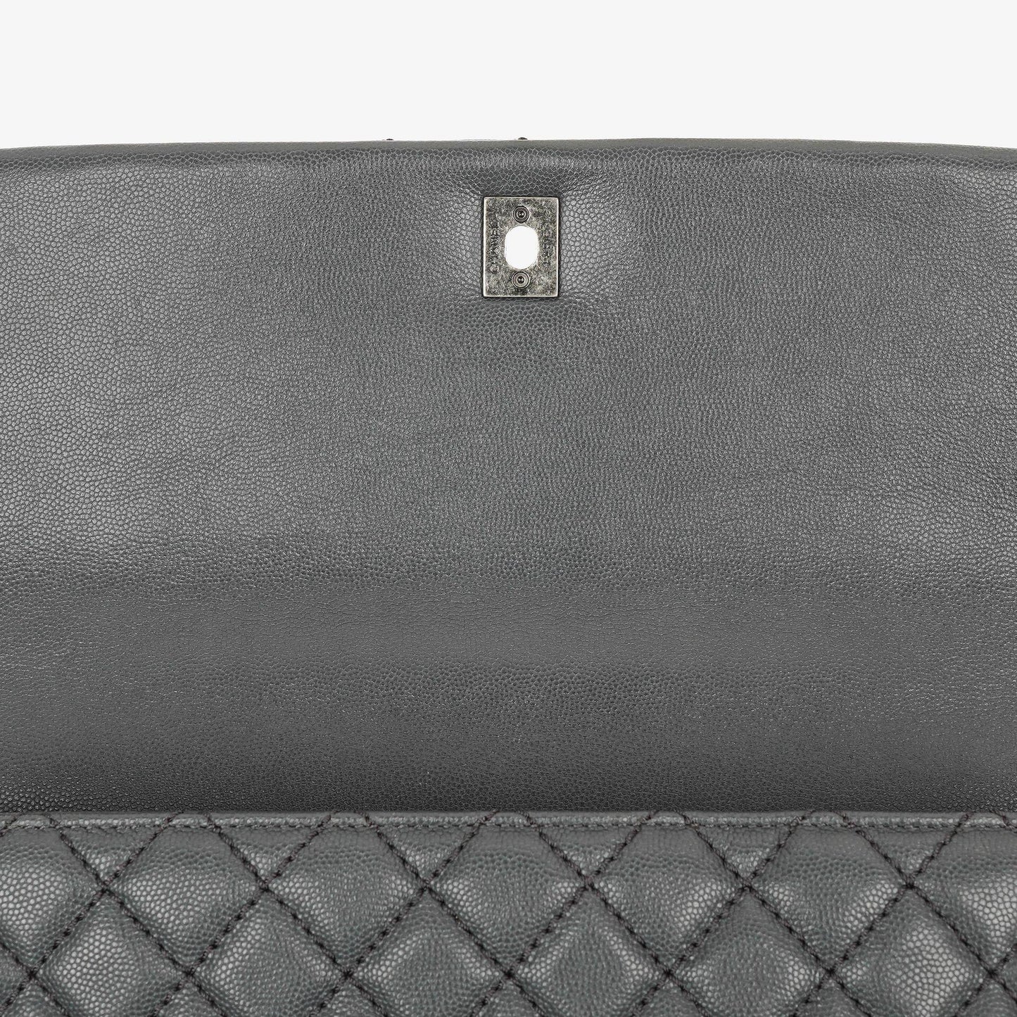 Chanel Medium Coco Handle Grey Quilted Caviar Leather Handle Bag