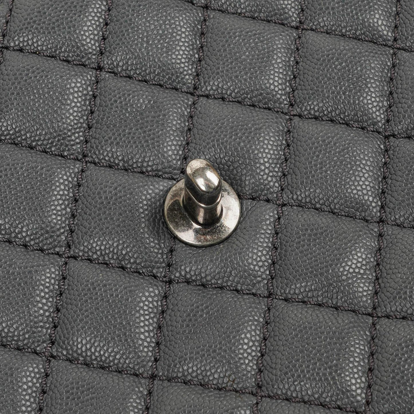 Chanel Medium Coco Handle Grey Quilted Caviar Leather Handle Bag