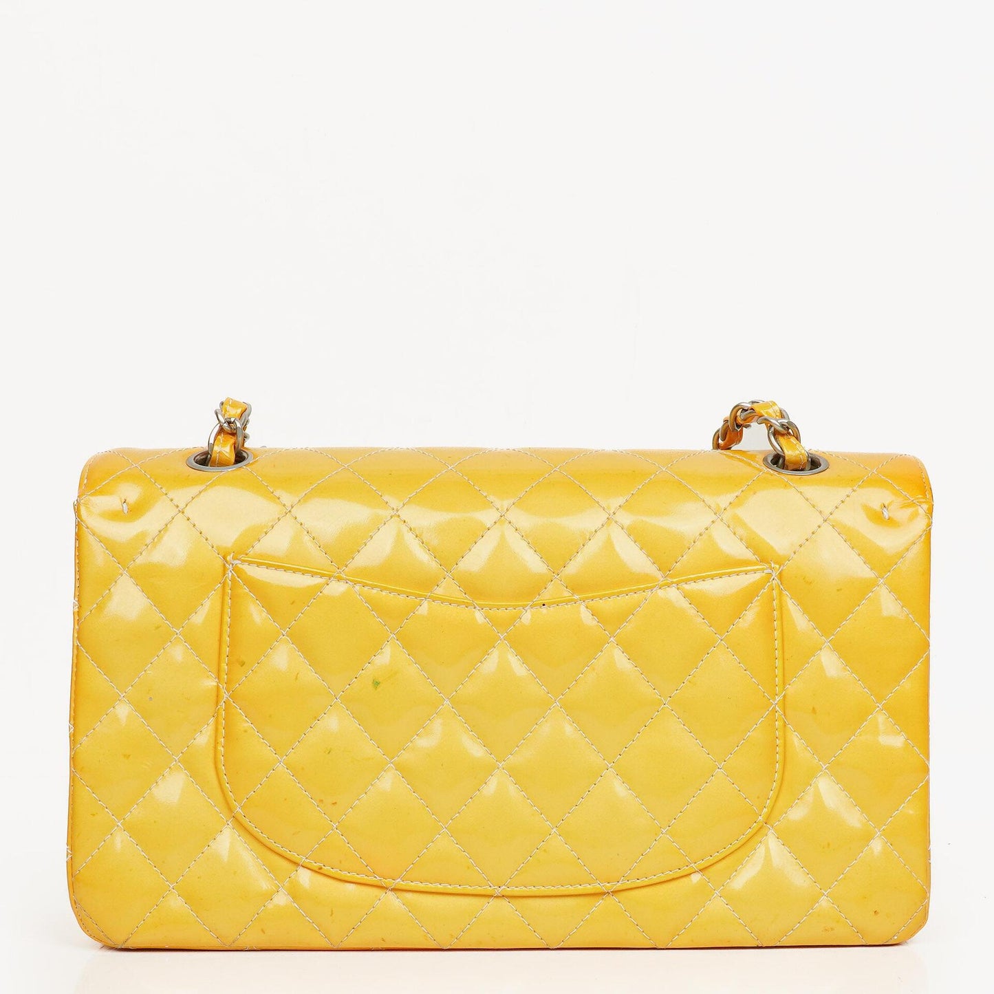 Chanel Medium Double Flap Bag Quilted Patent Leather With Silver-Tone Hardware