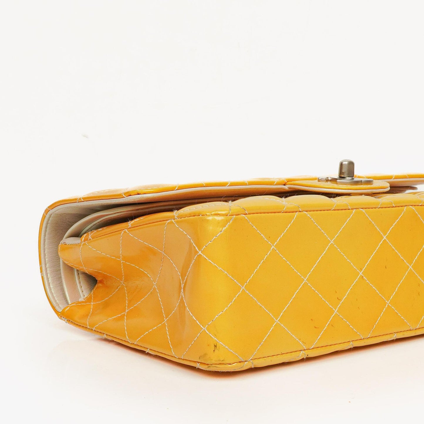 Chanel Medium Double Flap Bag Quilted Patent Leather With Silver-Tone Hardware