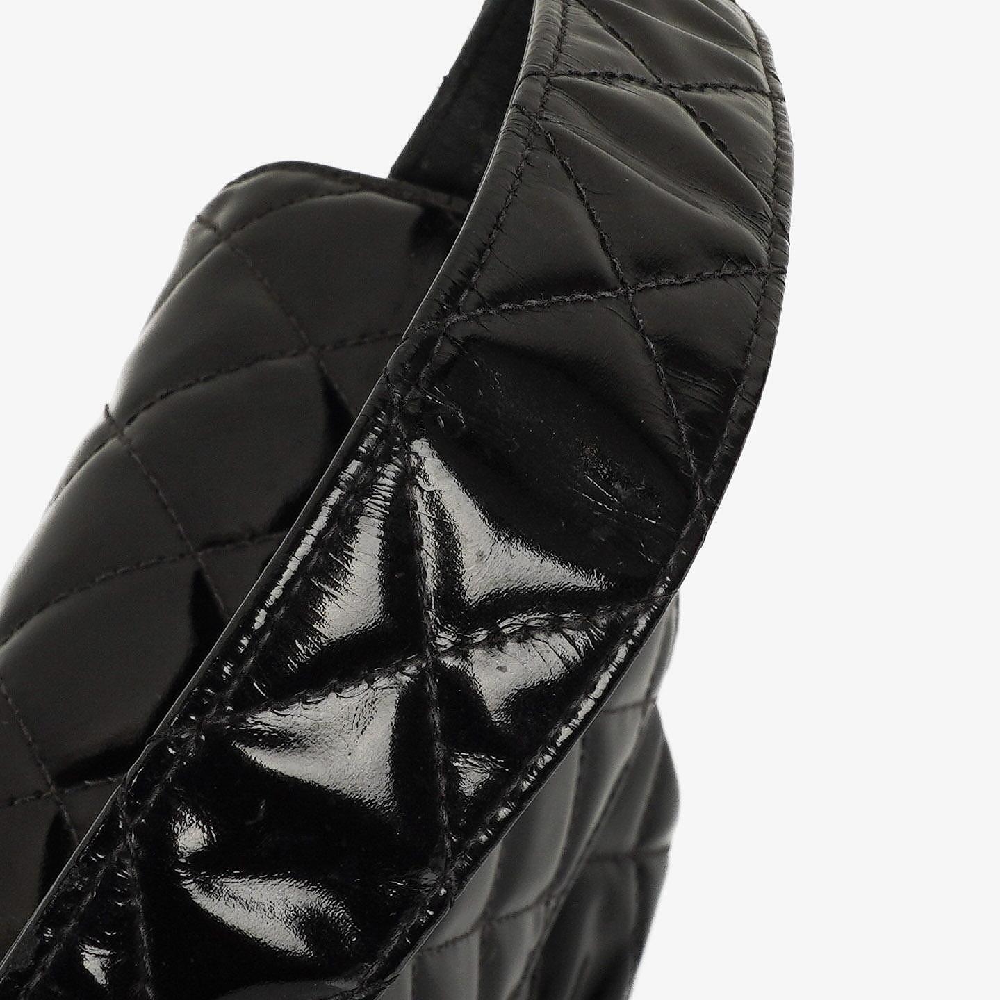 Chanel Medium Double Sided Flap Bag Black Quilted Patent Leather 24K Gold-Plated Hardware