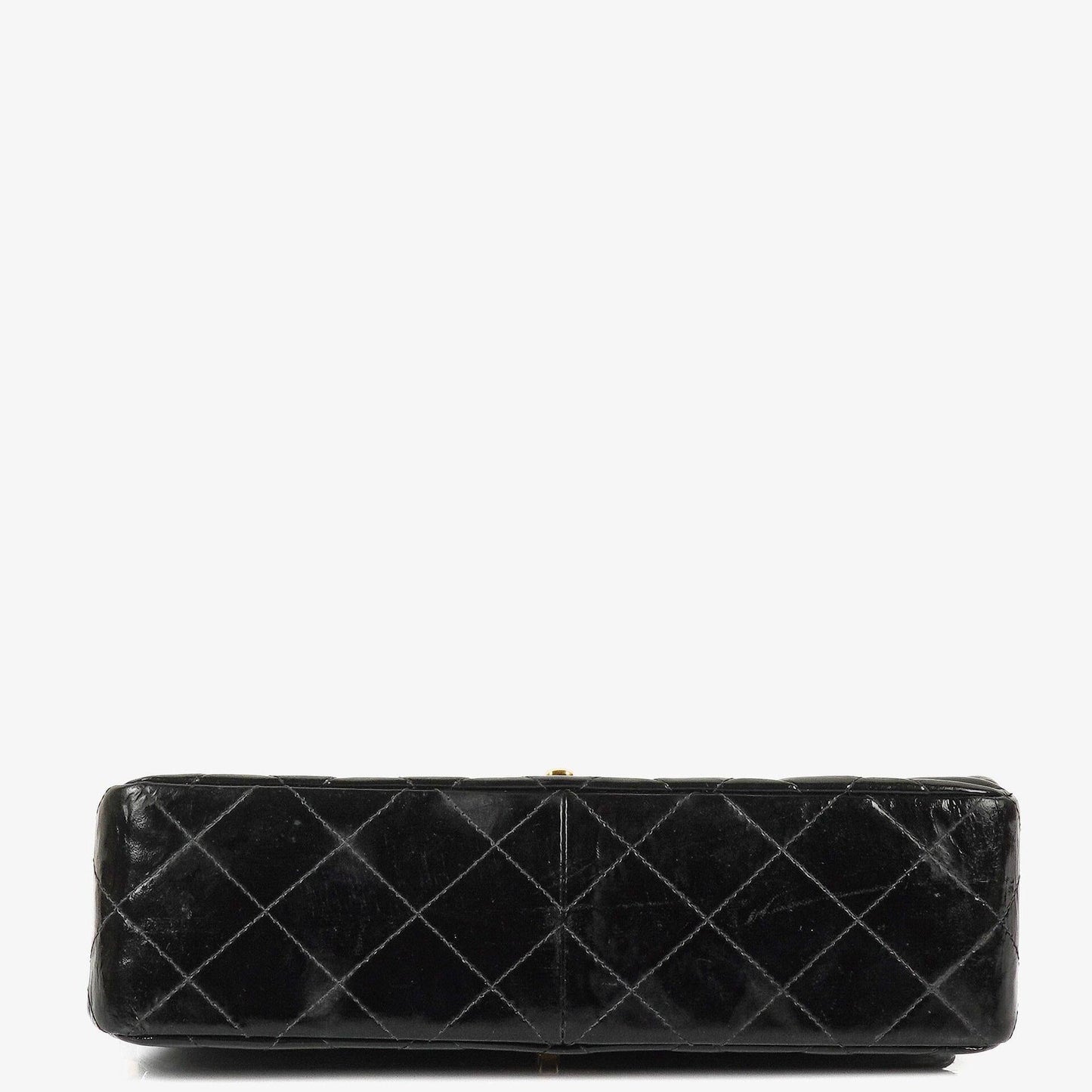 Chanel Medium Double Sided Flap Bag Black Quilted Patent Leather 24K Gold-Plated Hardware