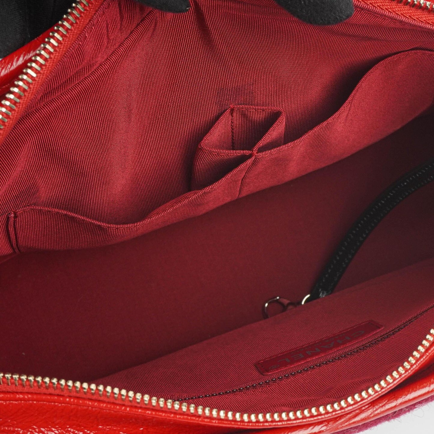 Chanel Medium Gabrielle Hobo Burgundy Quilted Felt And Navy Calfskin Bag With Gold-Tone, Silver And Aged Silver Hardware