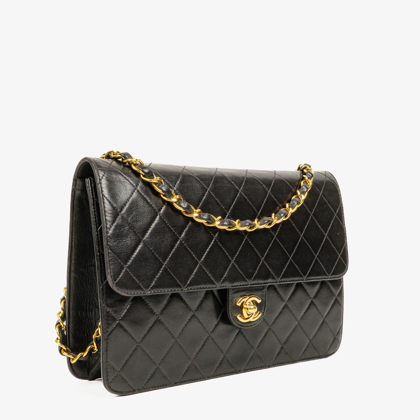 Chanel Medium Single Flap Bag Black Quilted Lambskin With Gold-Tone Hardware