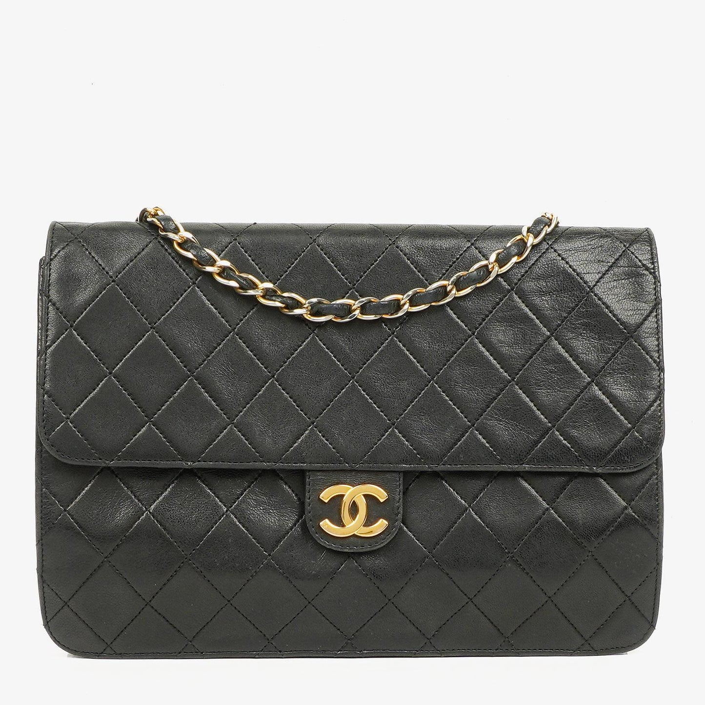 Chanel Meduim Classic Single Flap Bag Black Quilted Lambskin With 24K Gold-Plated Hardware