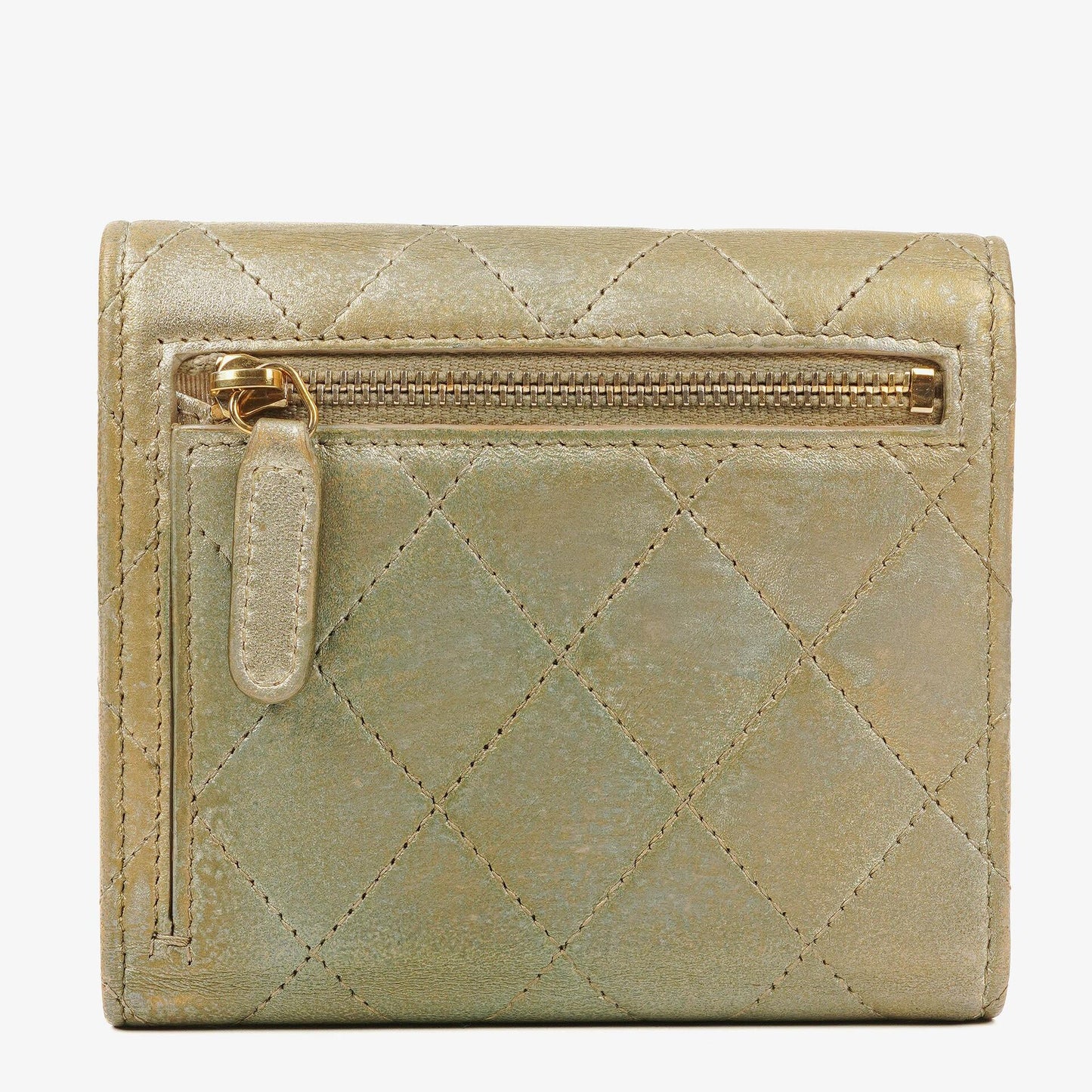 Chanel Metallic Quilted Leather Mini Flap Wallet