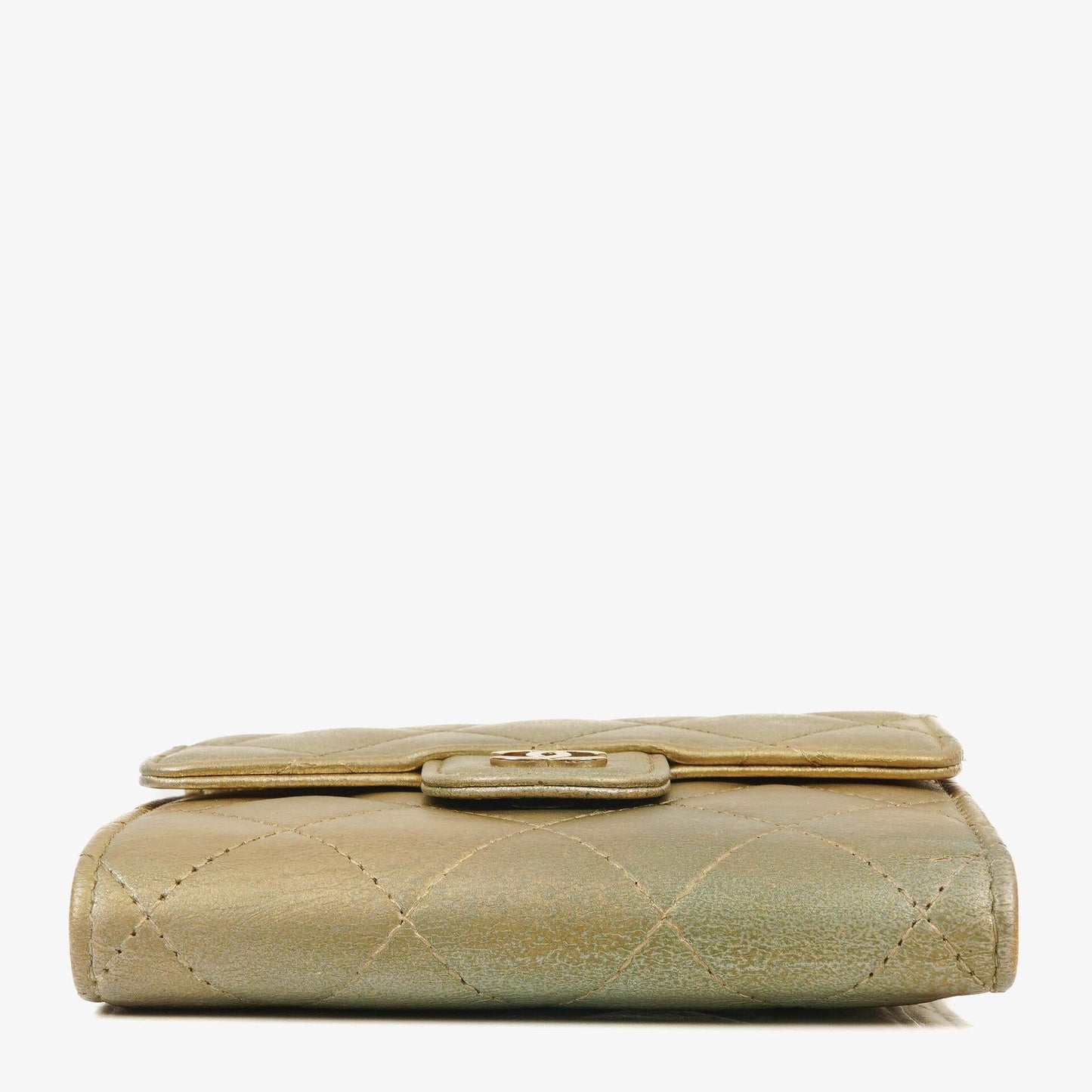 Chanel Metallic Quilted Leather Mini Flap Wallet