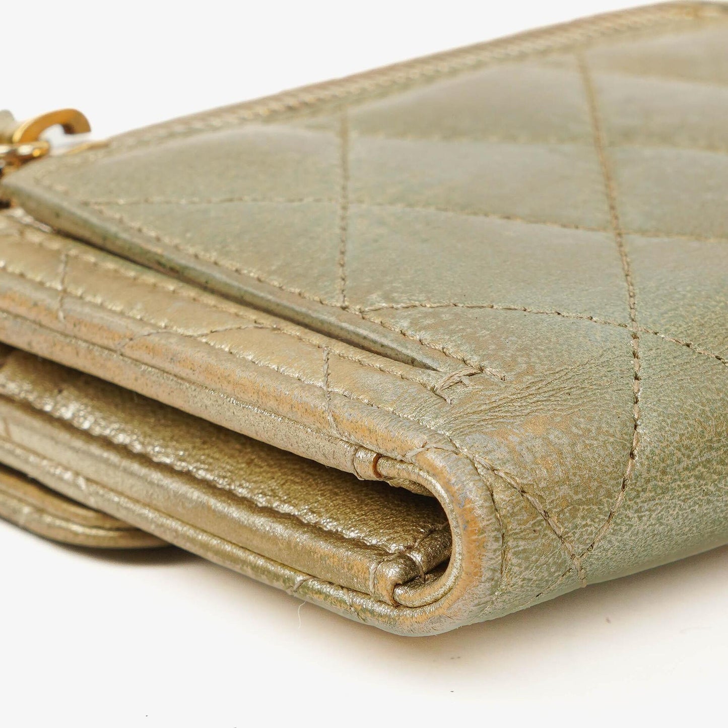 Chanel Metallic Quilted Leather Mini Flap Wallet