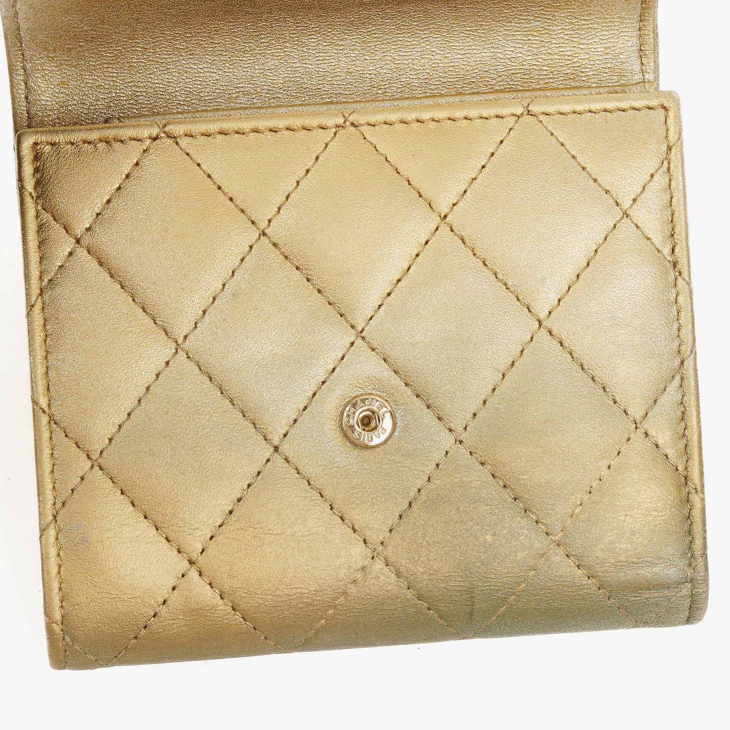 Chanel Metallic Quilted Leather Mini Flap Wallet