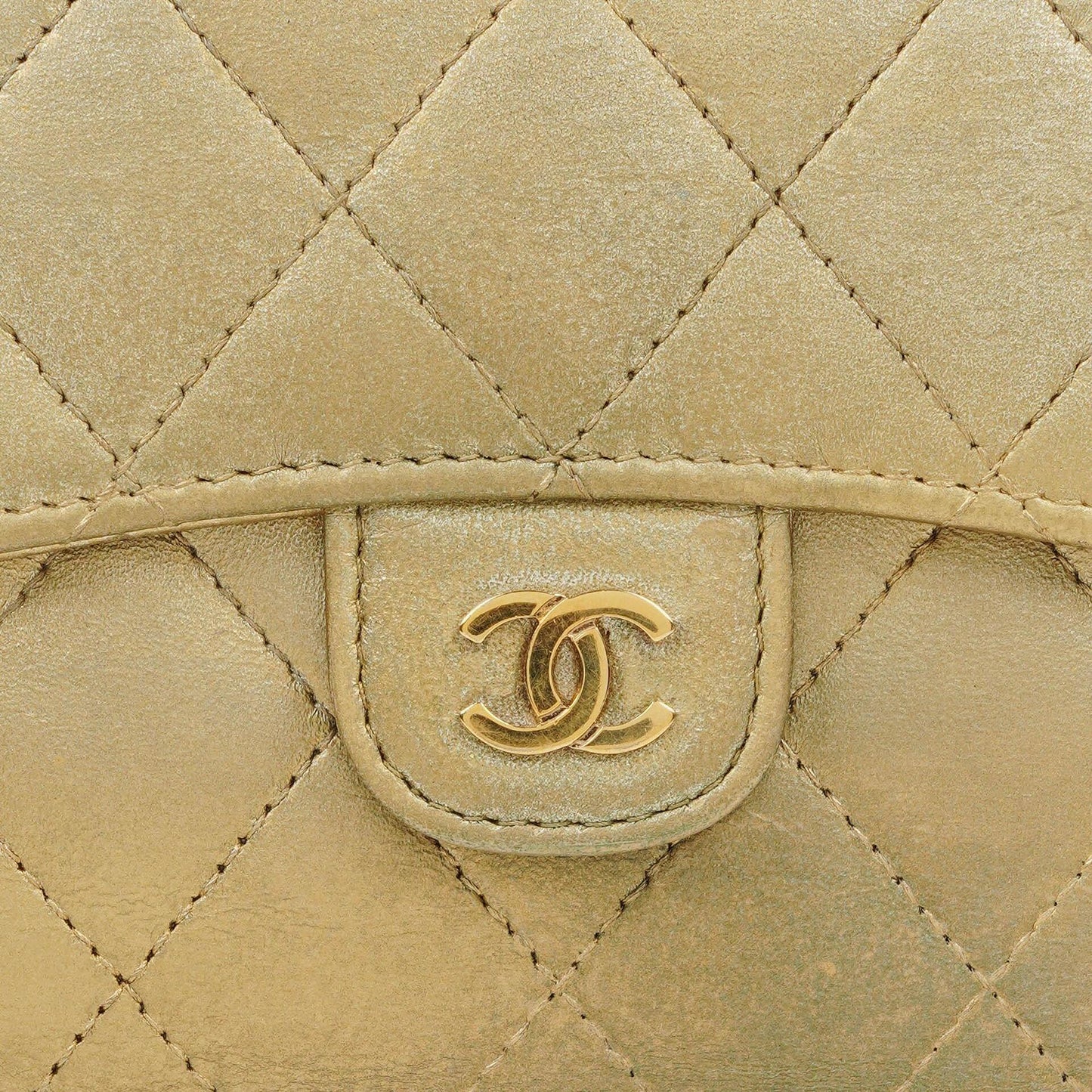 Chanel Metallic Quilted Leather Mini Flap Wallet