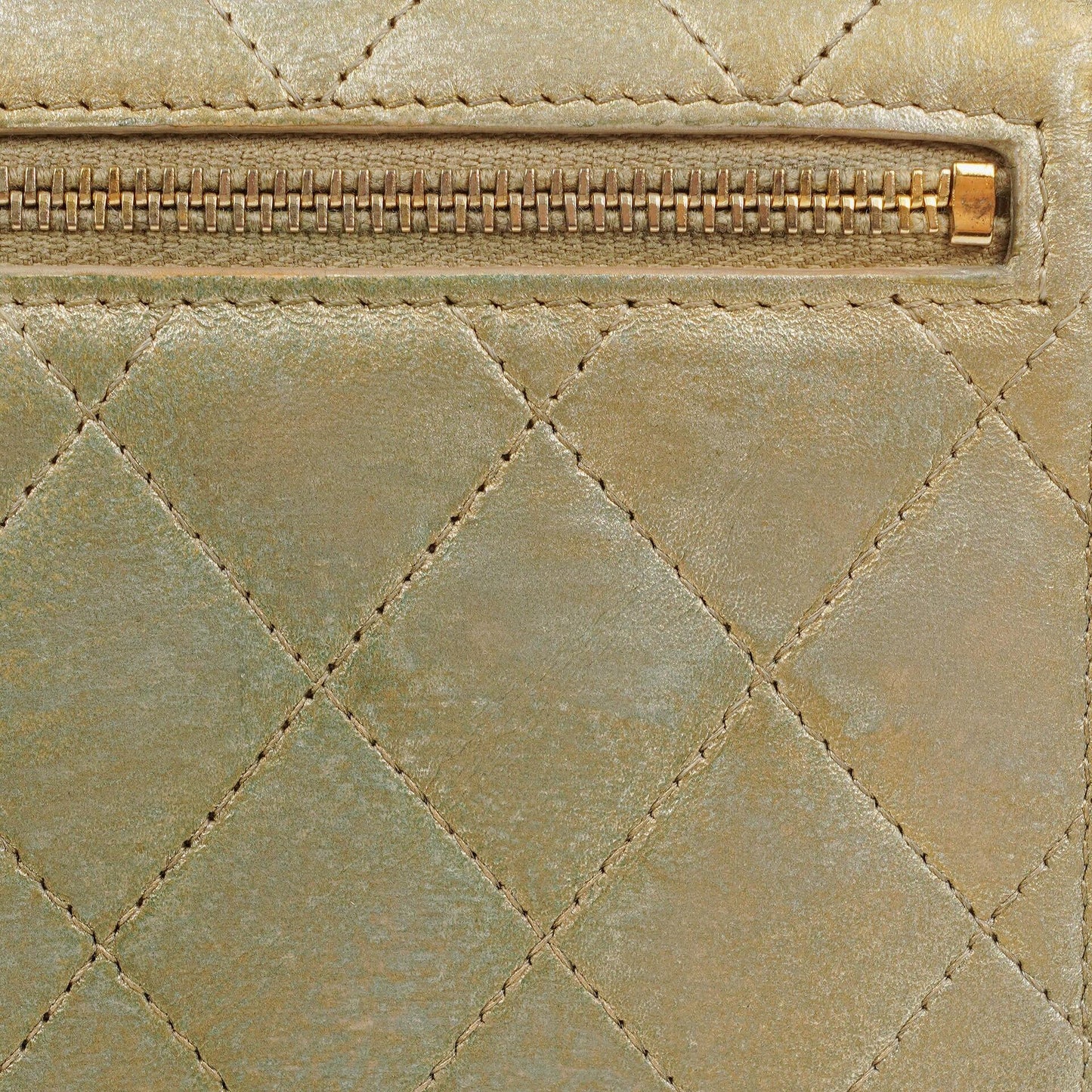 Chanel Metallic Quilted Leather Mini Flap Wallet