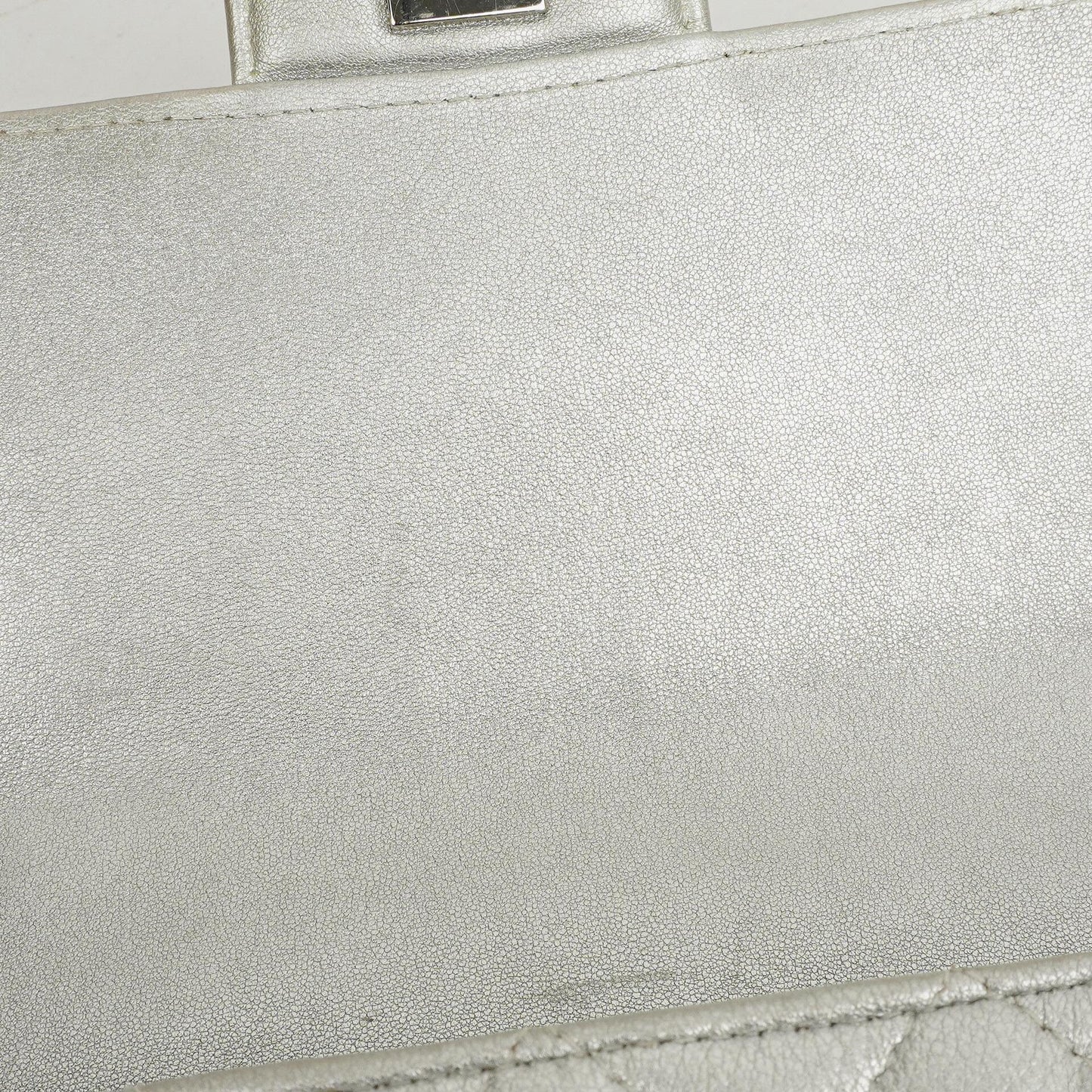 Chanel Mini Rectangular Single Flap Bag Metalic Silver Quilted Lambskin SIlver Tone Hardware