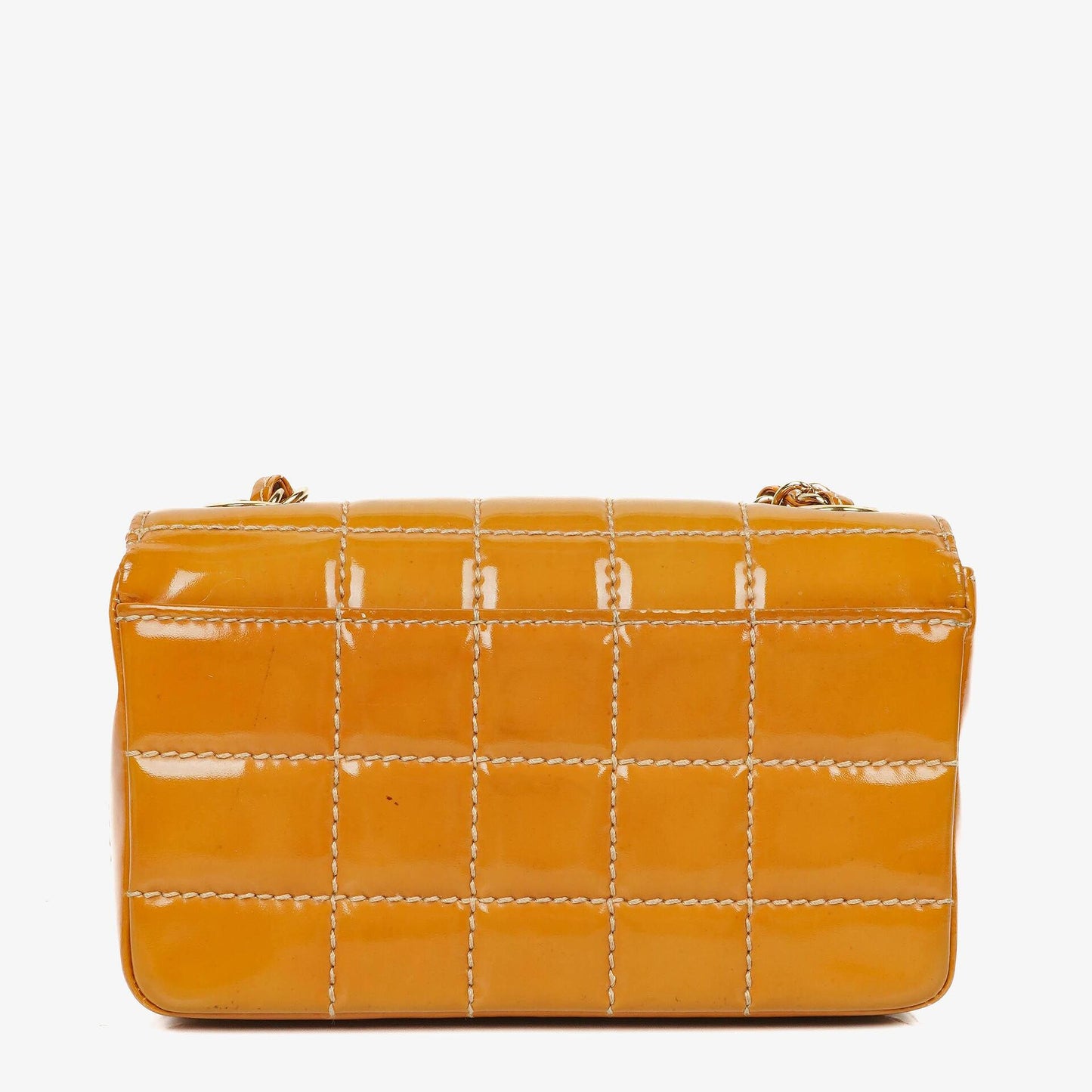 Chanel Mini Chocolate Bar Qulted Patent Leather Flap Bag With 24K Gold-Plated Hardware